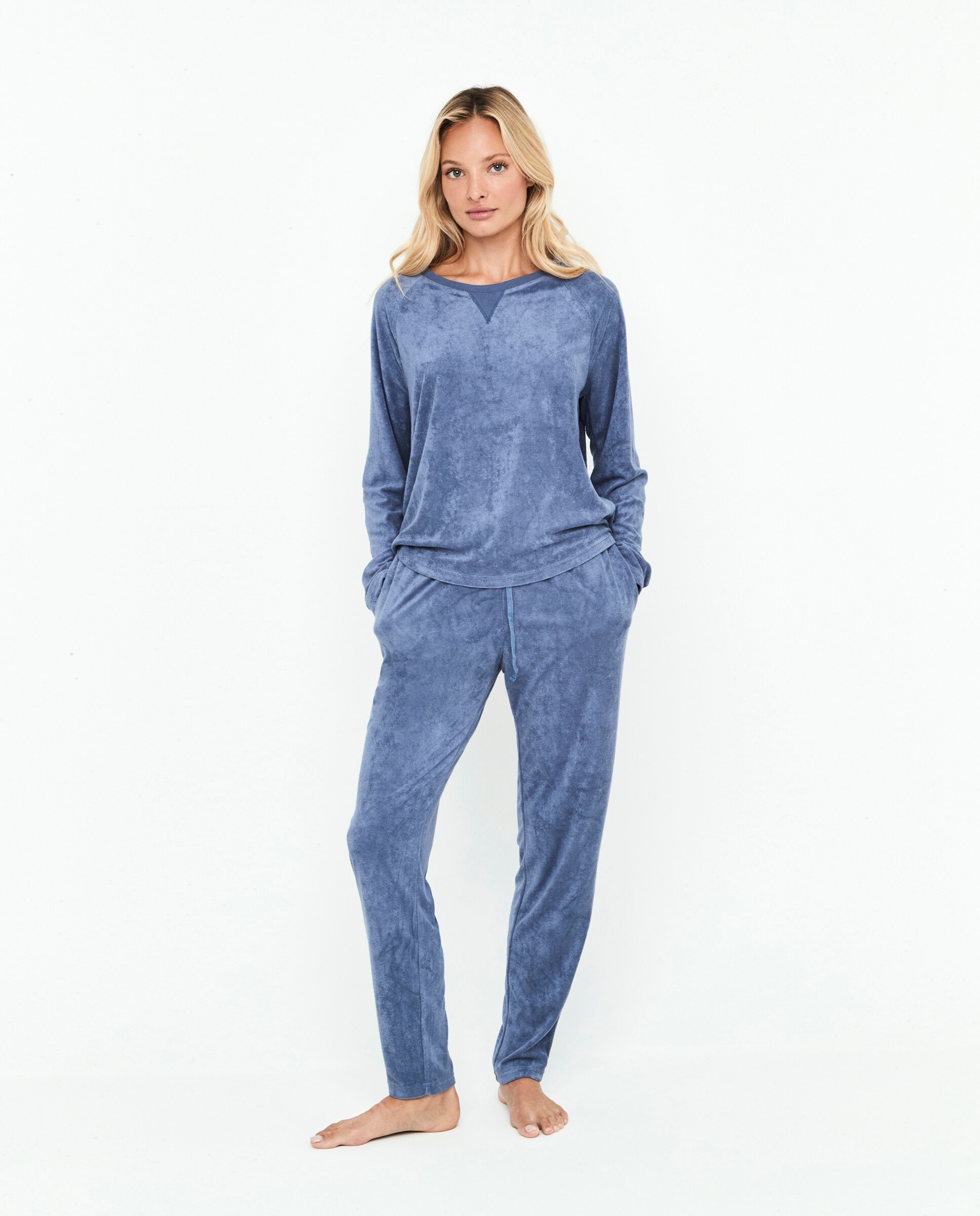 Pijama de mujer dos piezas manga larga - Selmark - Azul denim Azul denim-1
