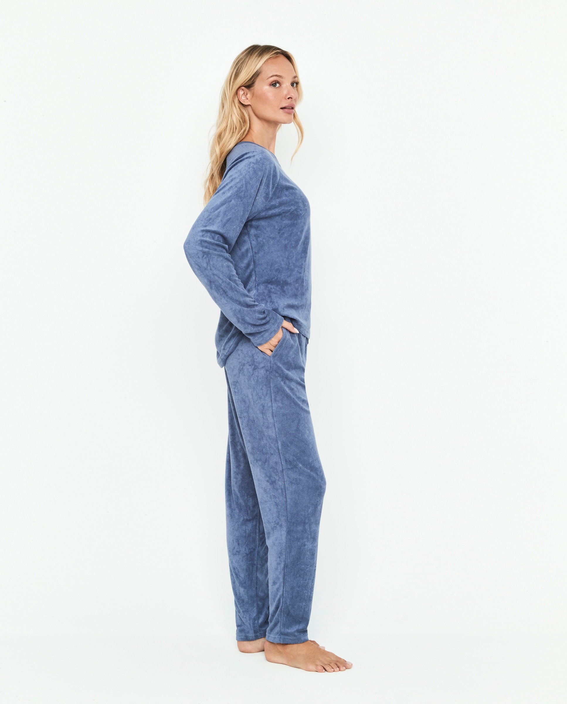 Pijama de mujer dos piezas manga larga - Selmark - Azul denim Azul denim-4