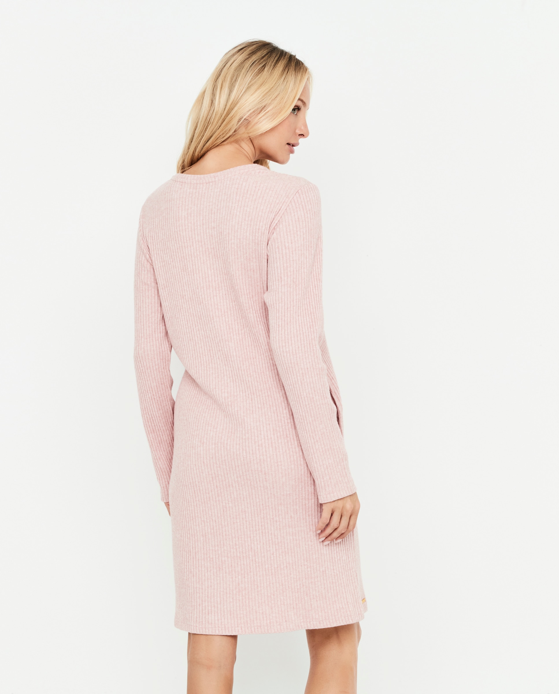 Camisón de mujer cuello redondo, manga larga - Selmark - Rosa claro Rosa claro-2