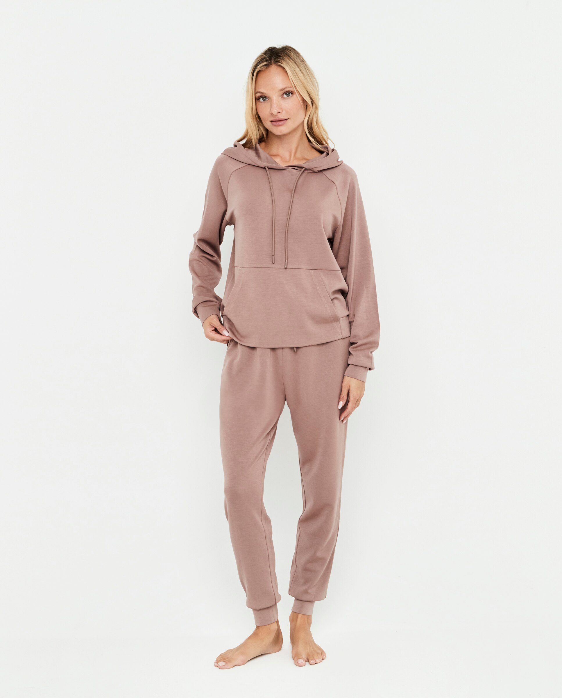 Conjunto de mujer, sudadera con capucha y pantalón - Selmark - Rosa pastel Rosa pastel-1