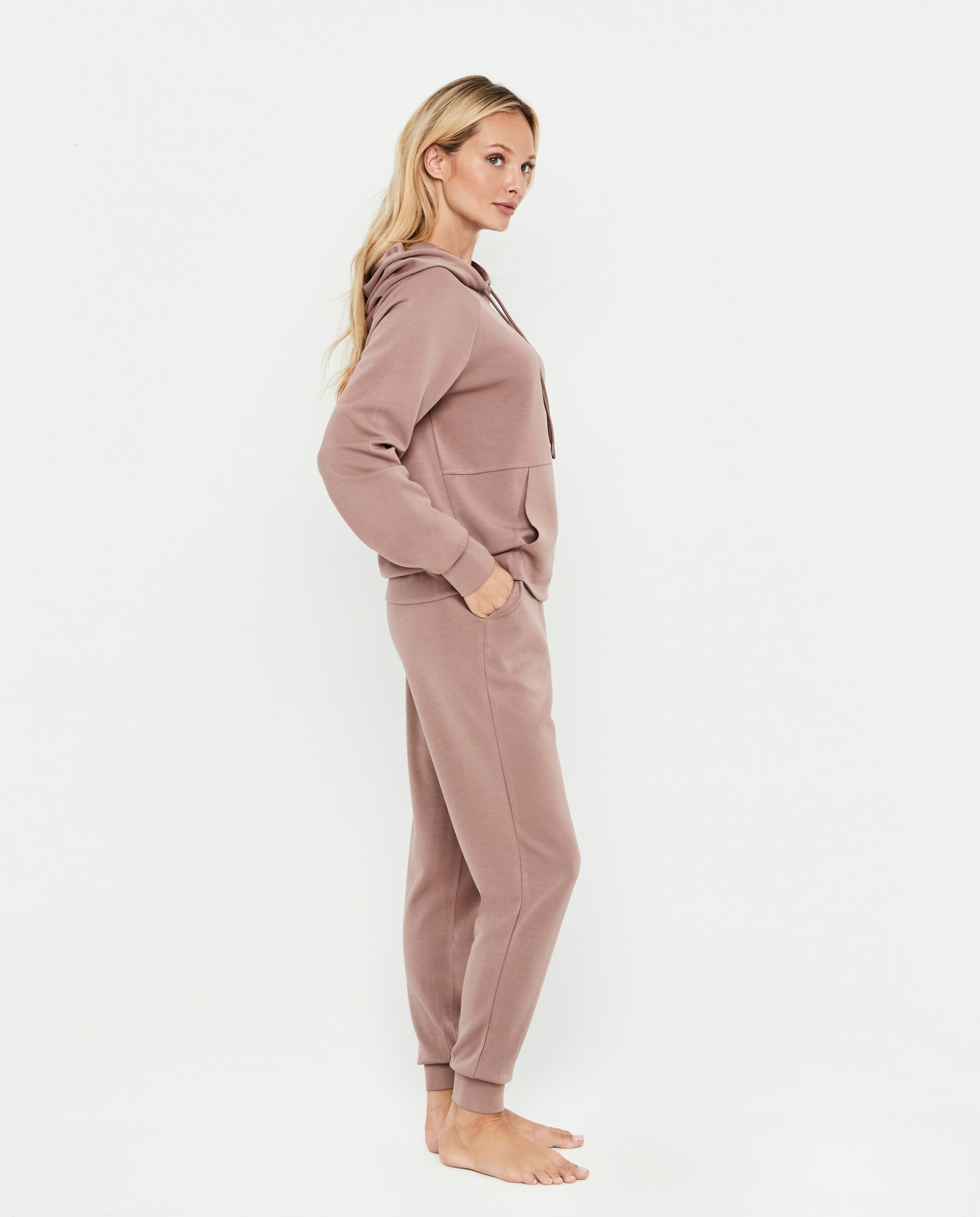 Conjunto de mujer, sudadera con capucha y pantalón - Selmark - Rosa pastel Rosa pastel-4