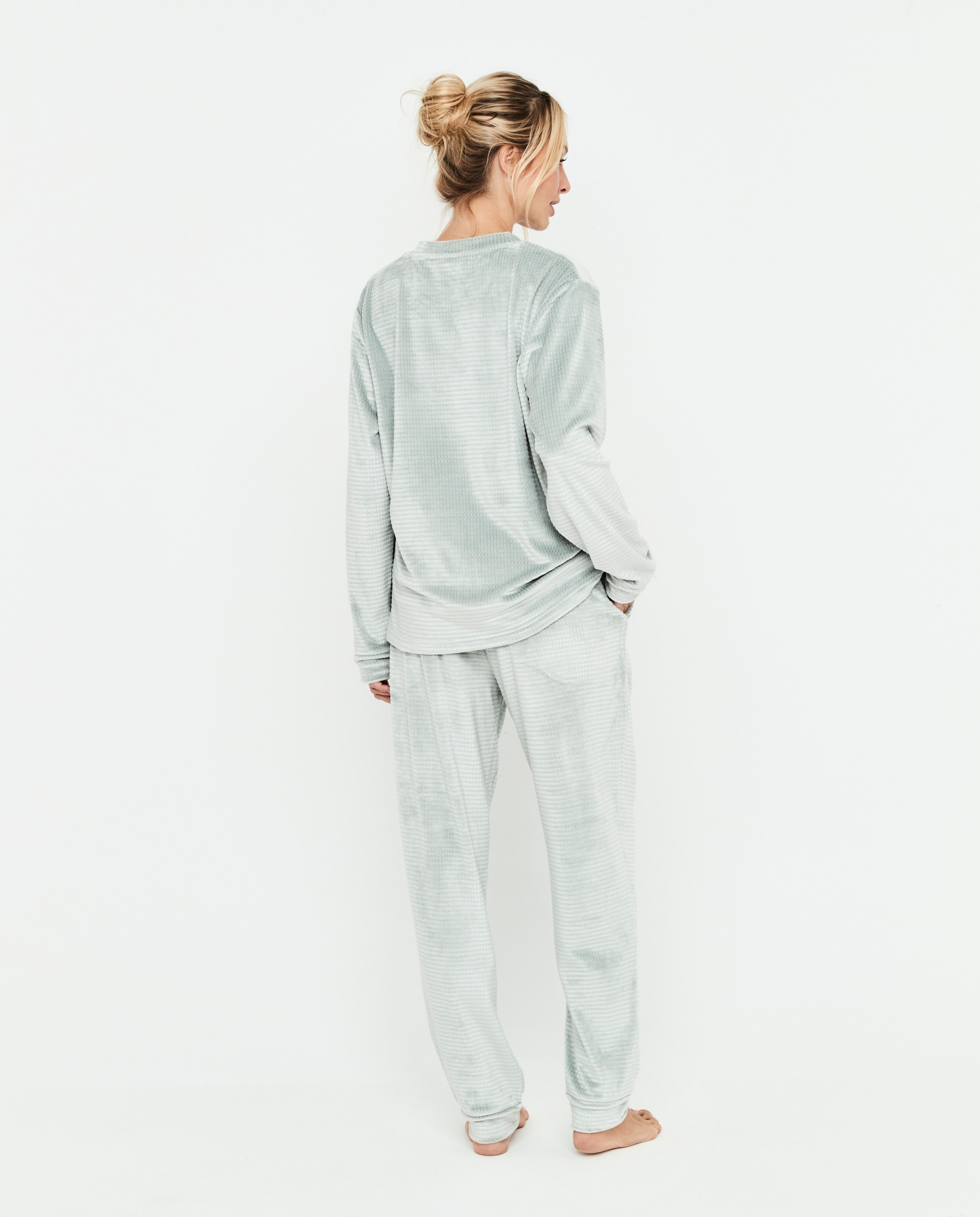 Pijama de mujer, dos piezas, camiseta manga larga - Selmark - Verde claro Verde claro-2