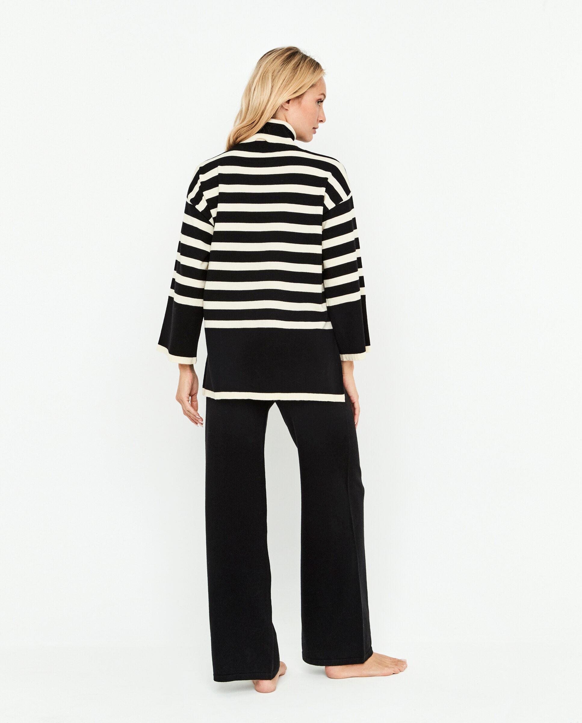 Sudadera de mujer de punto, dos piezas, cuello alto - Selmark - Negro Negro-2