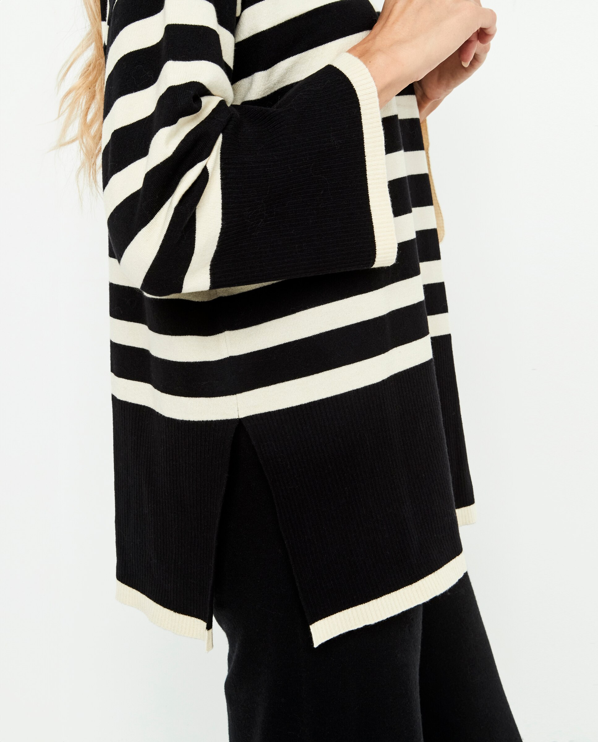 Sudadera de mujer de punto, dos piezas, cuello alto - Selmark - Negro Negro-3