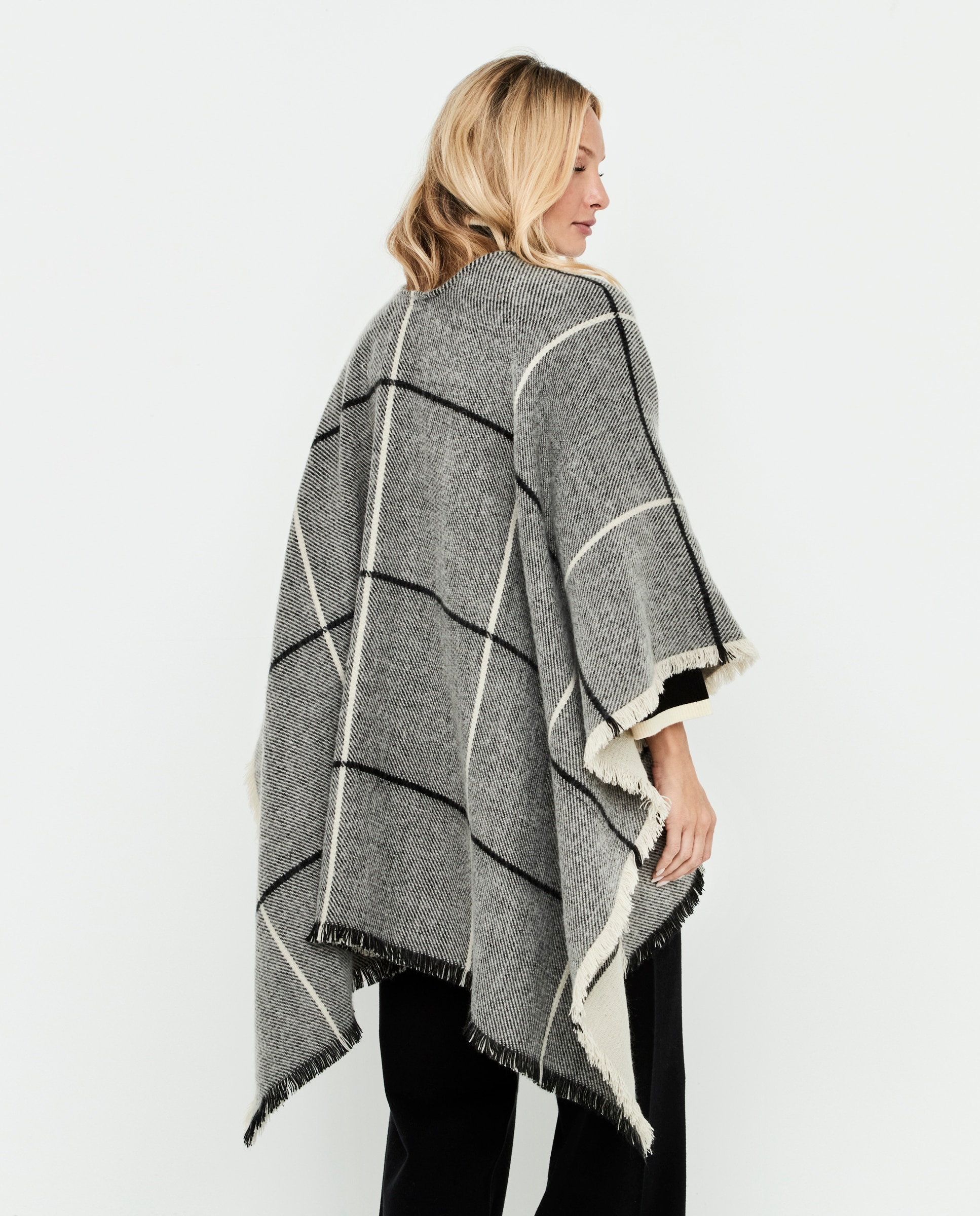 Chaqueta de mujer, de cuadros, bitono - Selmark - Gris / Blanco Gris / Blanco-2