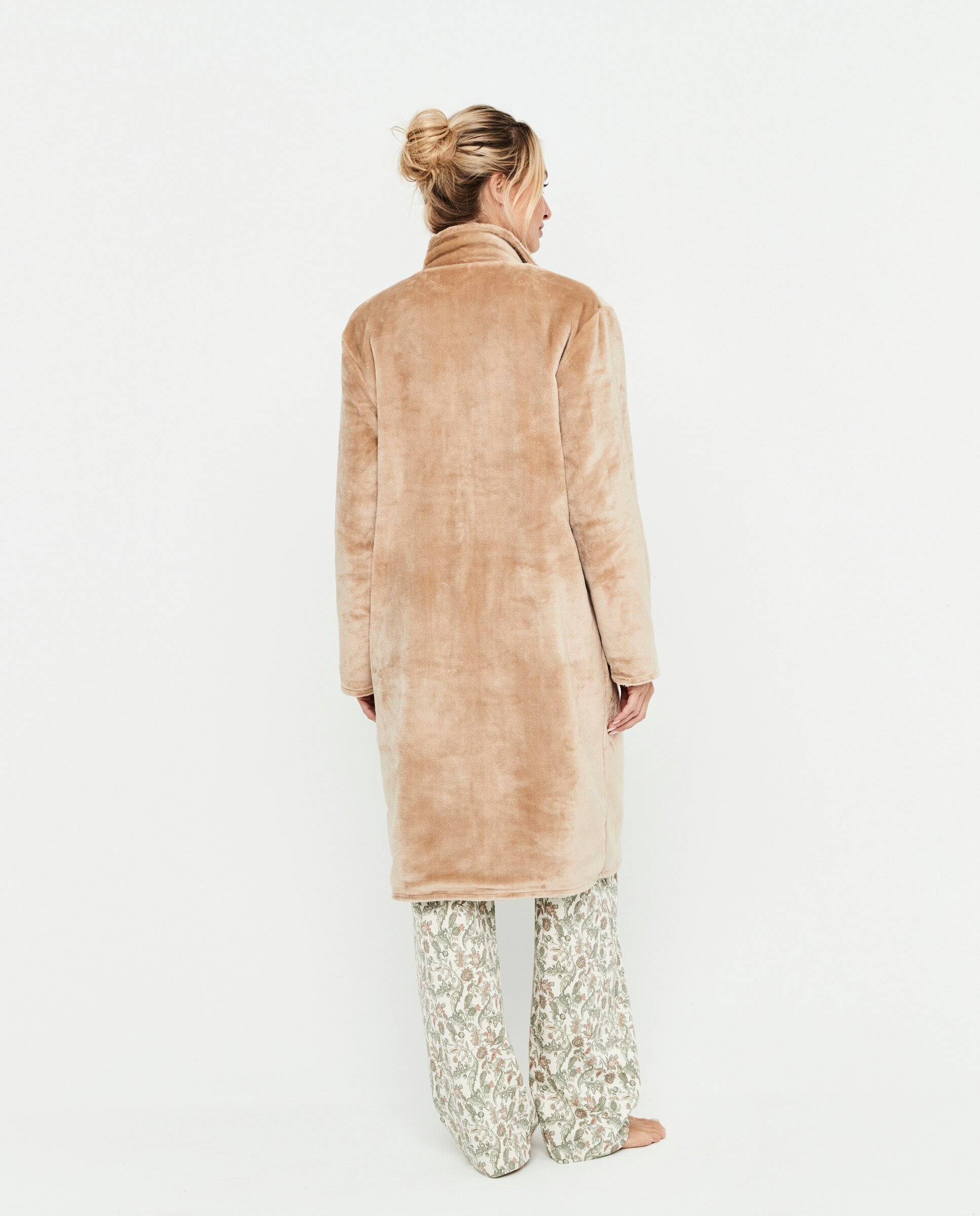Bata reversible de mujer, con cremallera y bolsillos delanteros - Selmark - Camel Camel-5
