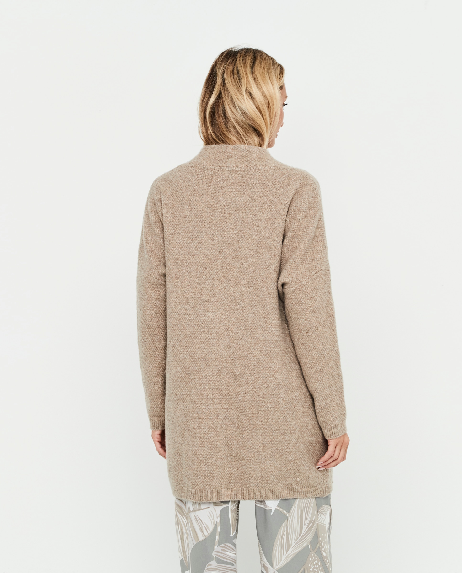 Chaqueta de mujer, punto arroz y bolsillos delanteros - Selmark - Tostado Tostado-2
