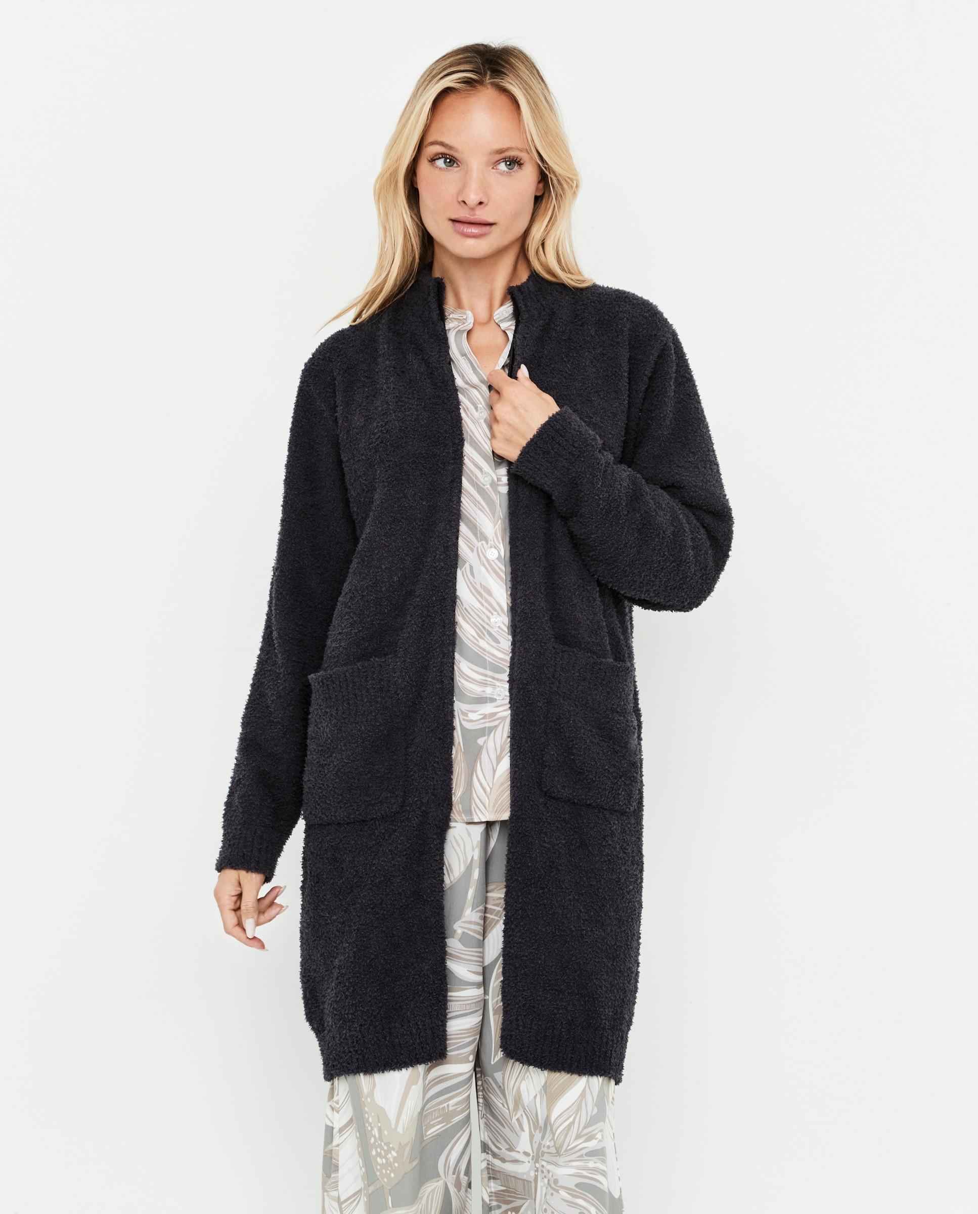 Chaqueta de mujer, larga con cremallera - Selmark - Gris oscuro Gris oscuro-1