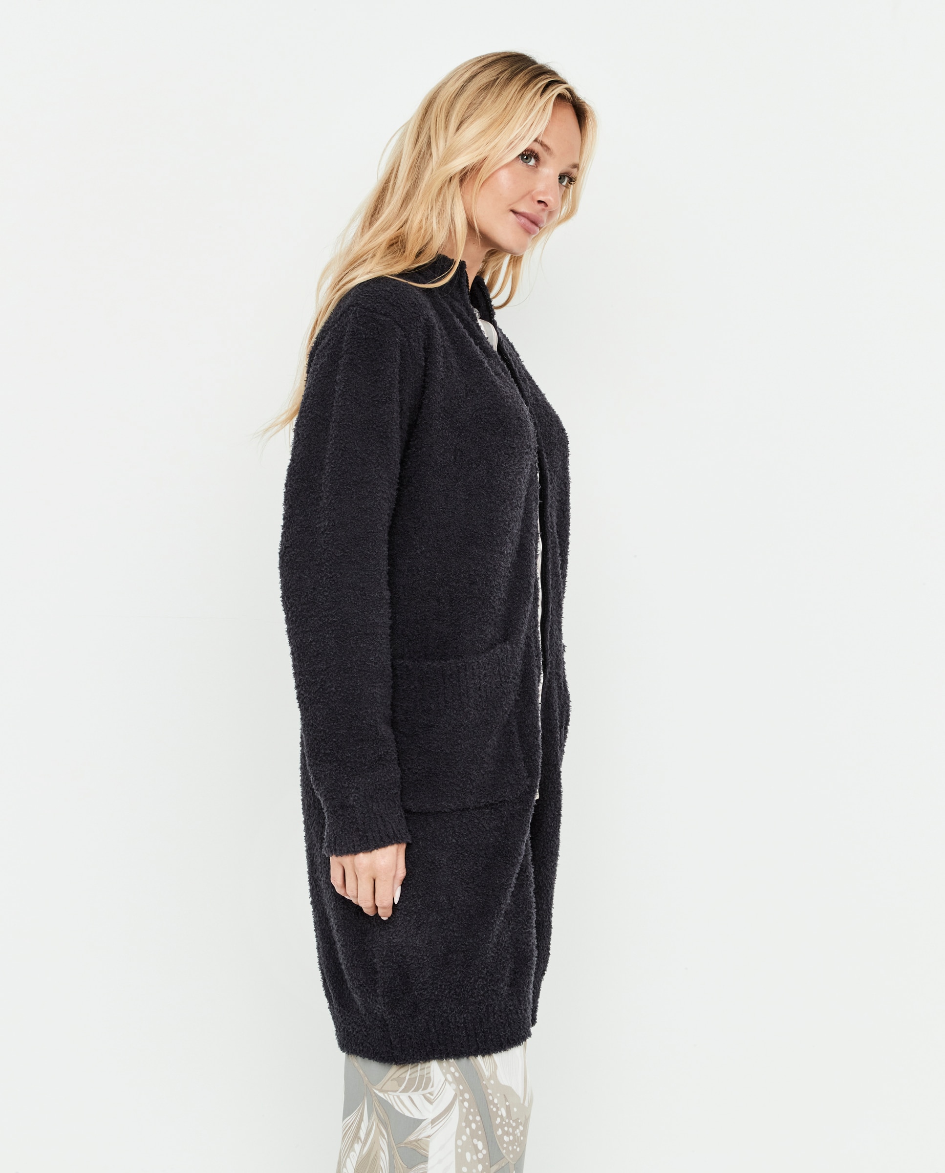 Chaqueta de mujer, larga con cremallera - Selmark - Gris oscuro Gris oscuro-4