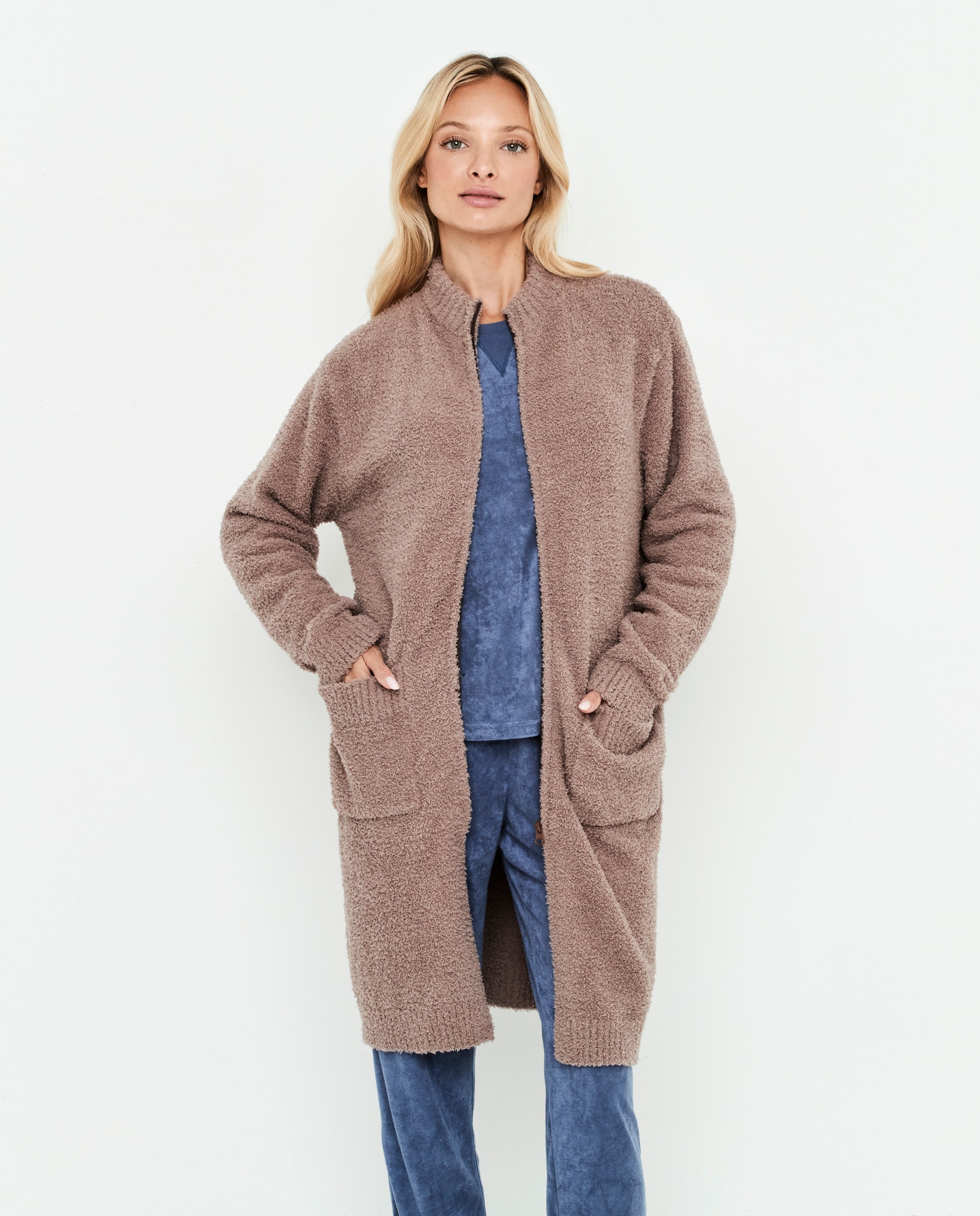 Chaqueta de mujer, larga con cremallera - Selmark - Tostado Tostado-1