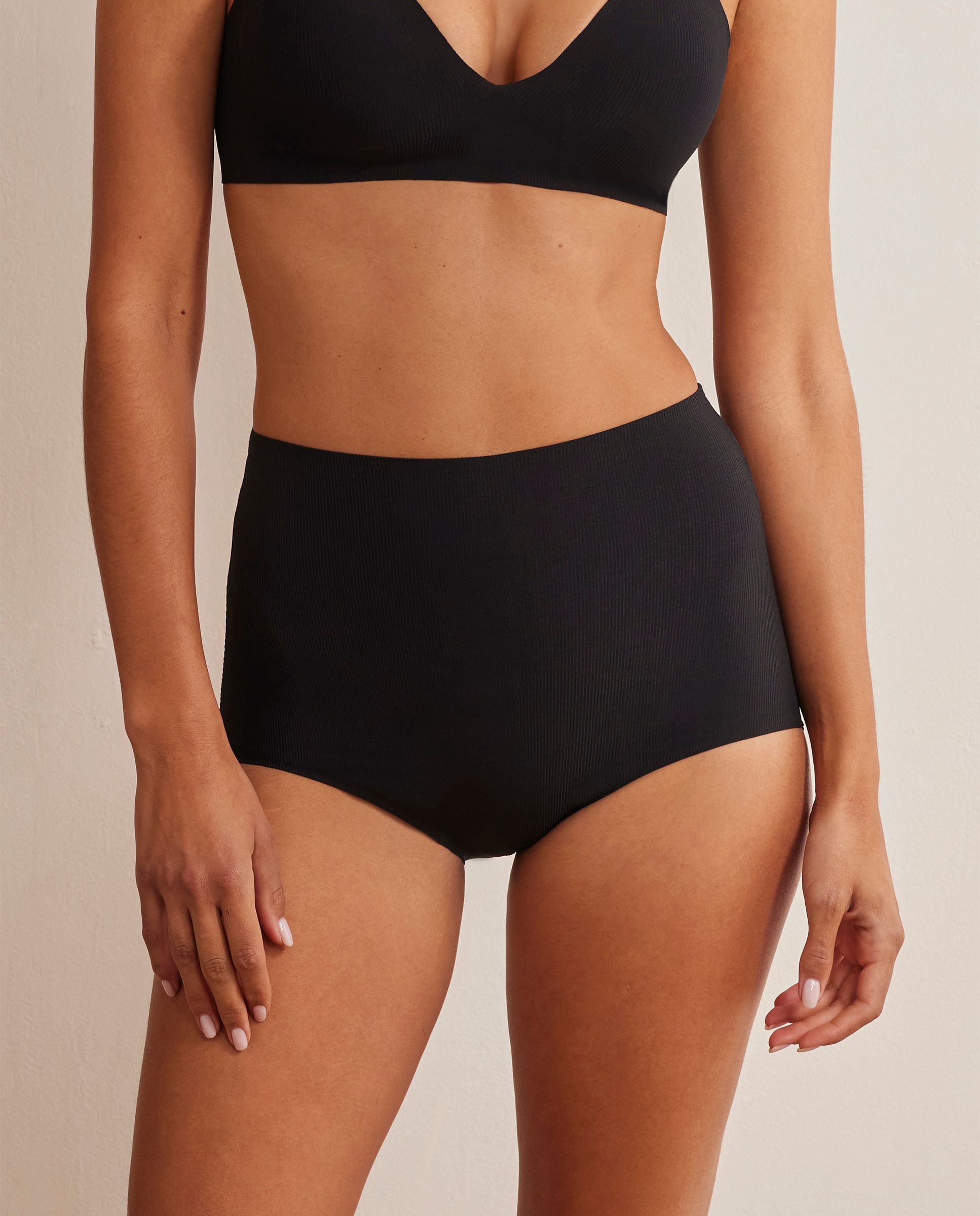 Bragas altas básicas cintura muy alta de mujer - Selmark - Negro Negro-1