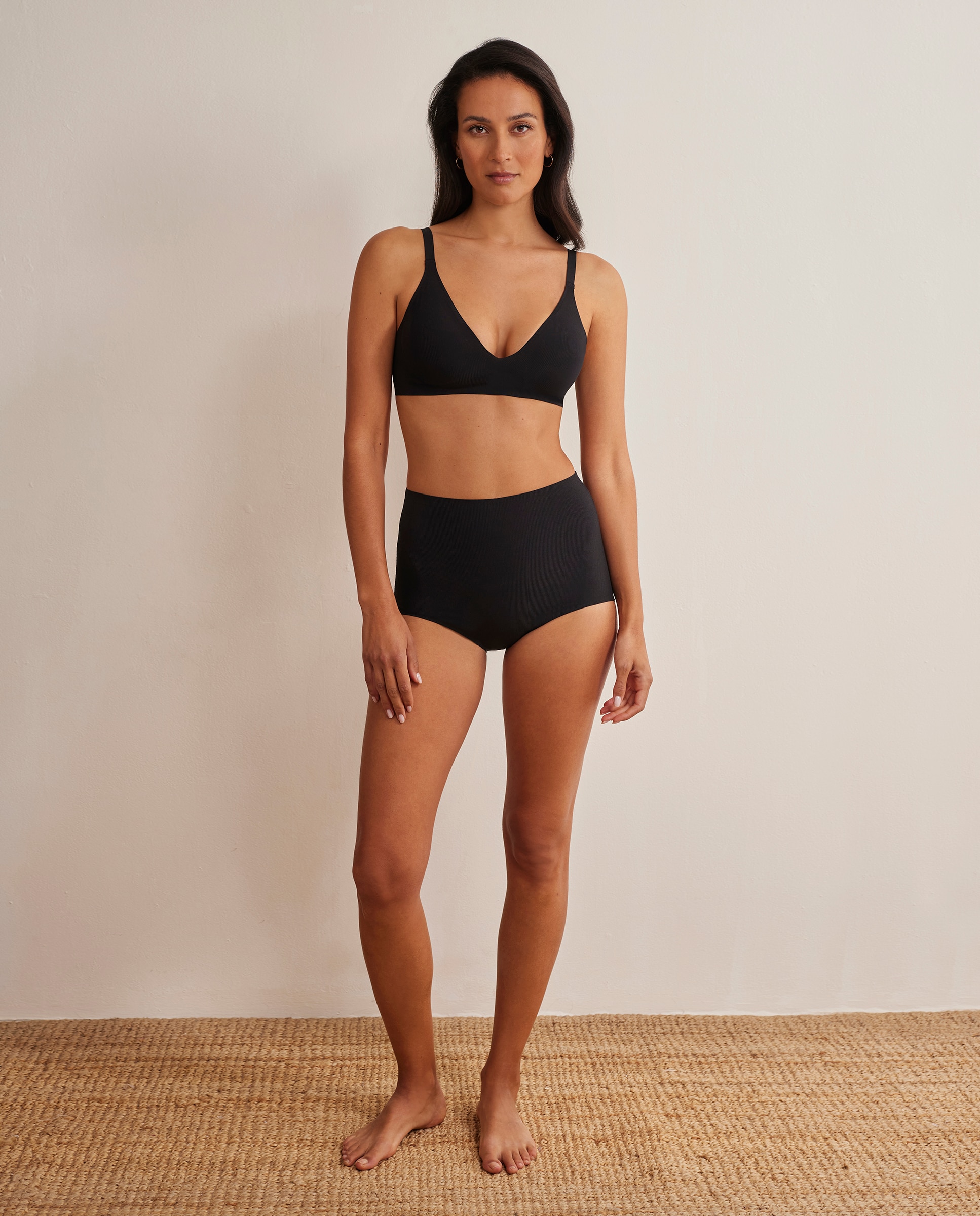 Bragas altas básicas cintura muy alta de mujer - Selmark - Negro Negro-3