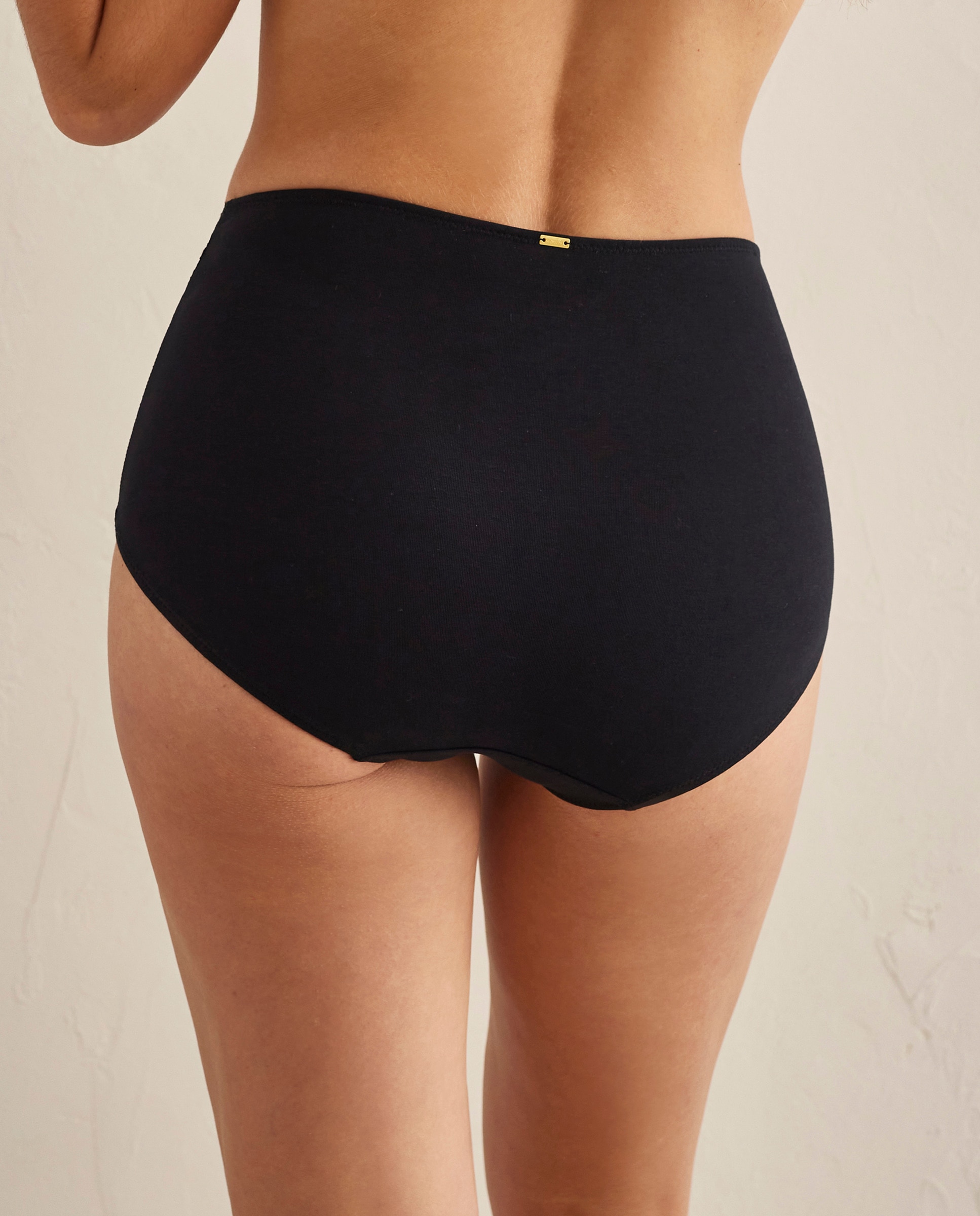 Packs bragas bikini básicas de mujer de algodón y encaje - Selmark - Negro / Natural Negro / Natural-4