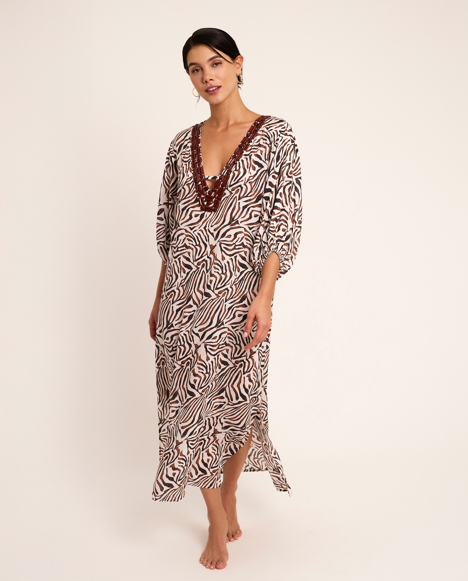 Selmark - Vestido de mujer, largo, estilo blusón de la colección utopía.