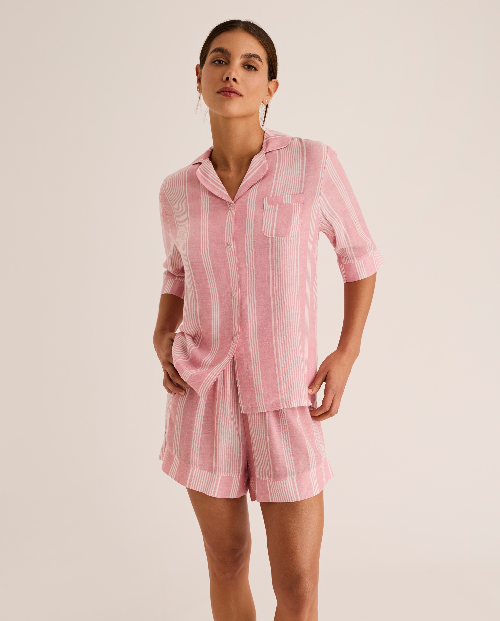 Pijama corto de mujer - Selmark - Rosa claro Rosa claro-4