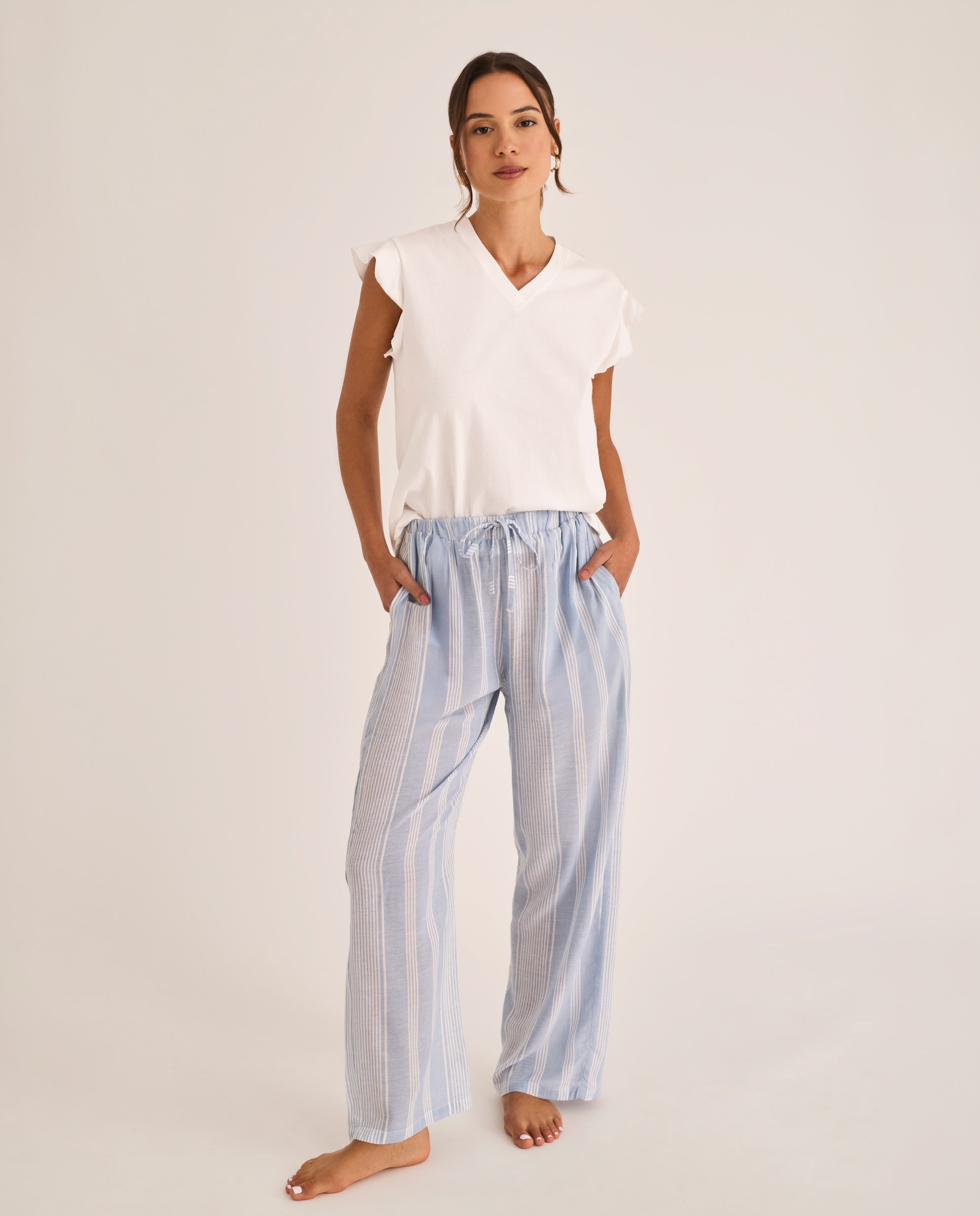 Imagen 0 de Pijama de mujer, con pantalón largo Azul claro