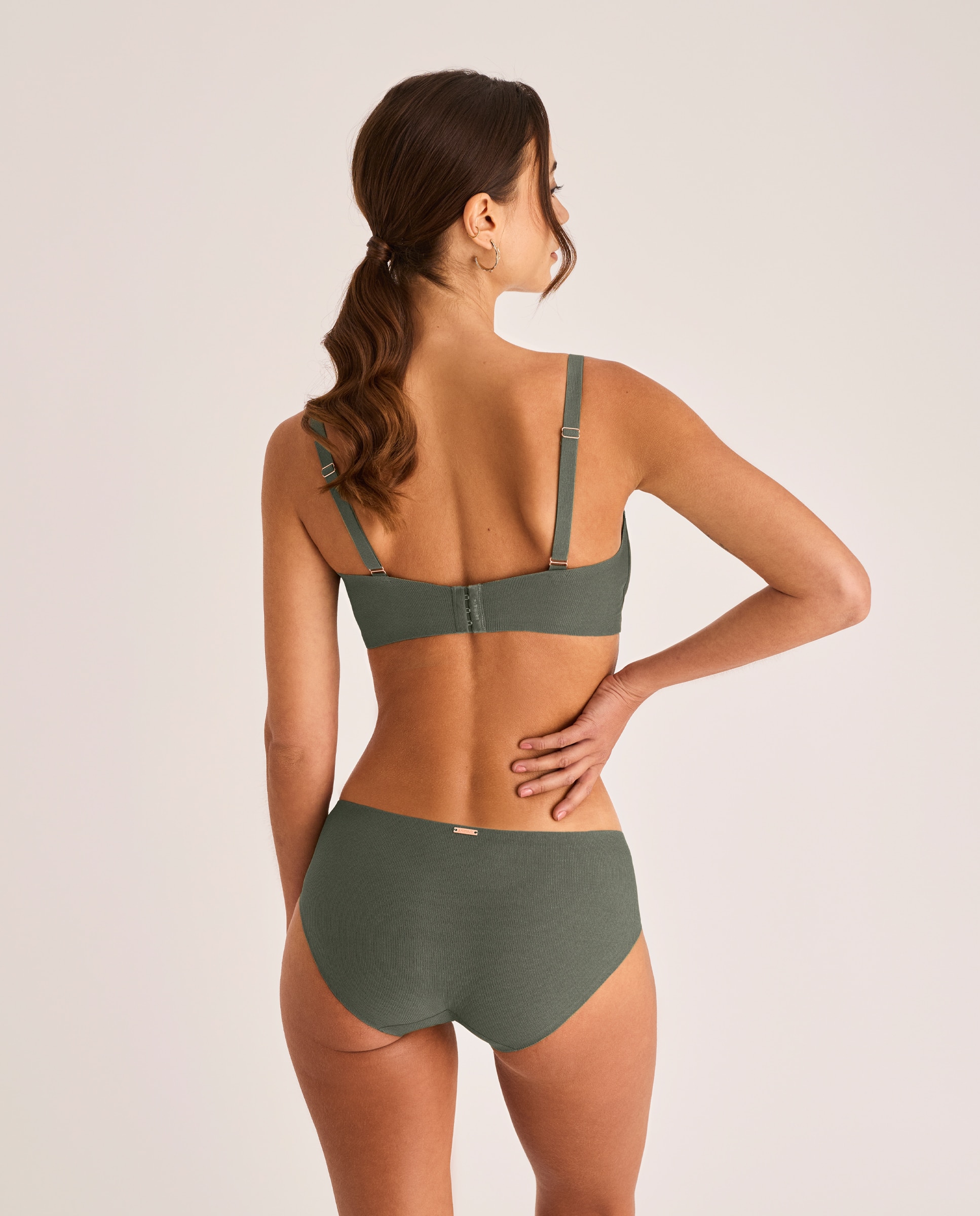 Sujetadores sin aro de mujer top 24h copa extraible - Selmark - Kaki Kaki-4