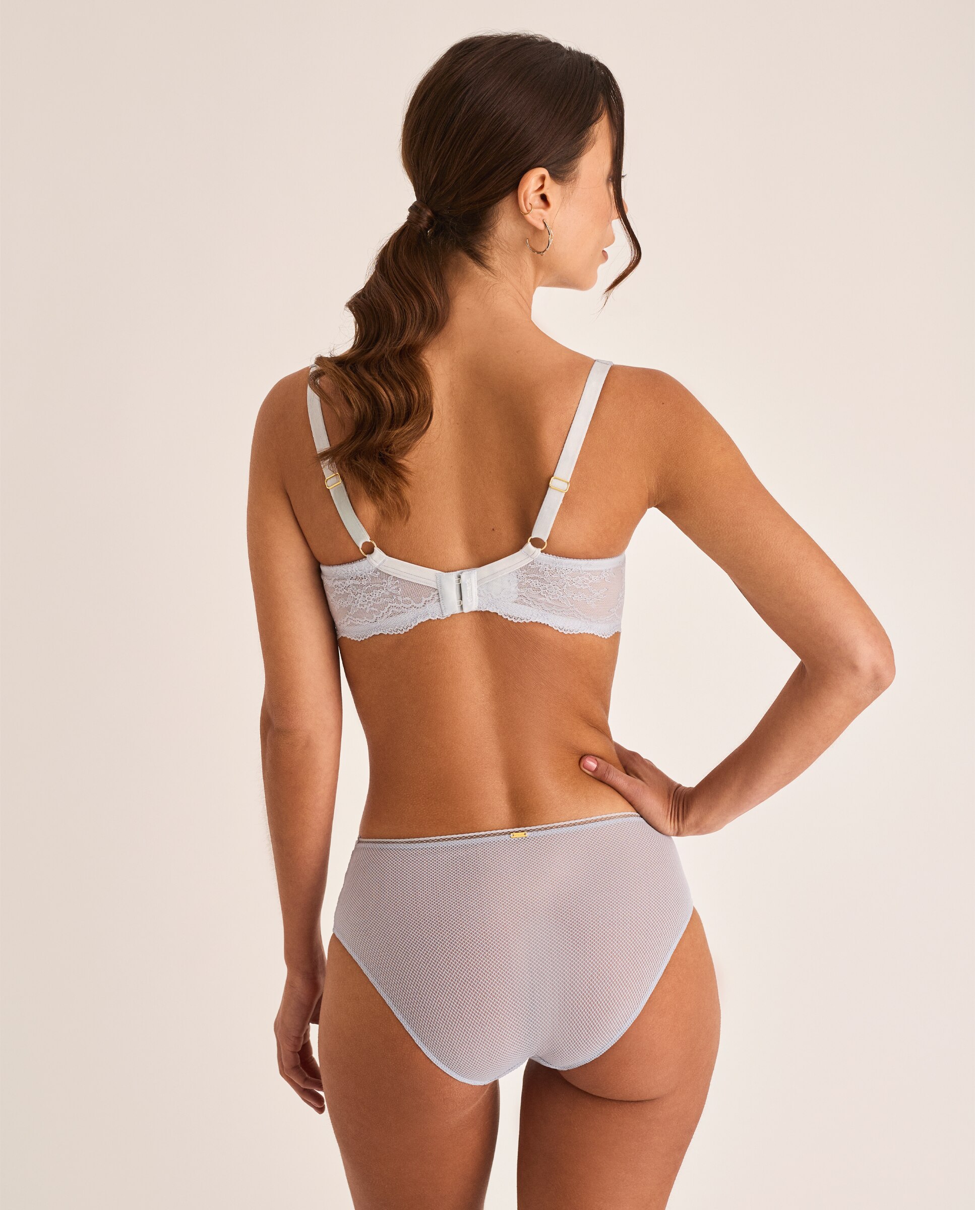 Sujetador de mujer, con aro, de capacidad, escote alto y sin relleno - Selmark - Turquesa Gris claro-4