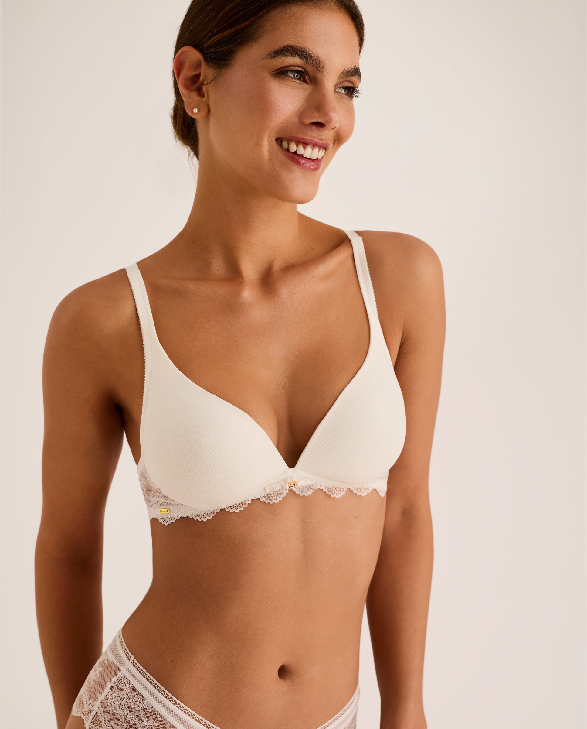 Sujetador de mujer sin aro, con foam y escote profundo - Selmark - Marfil Marfil-5