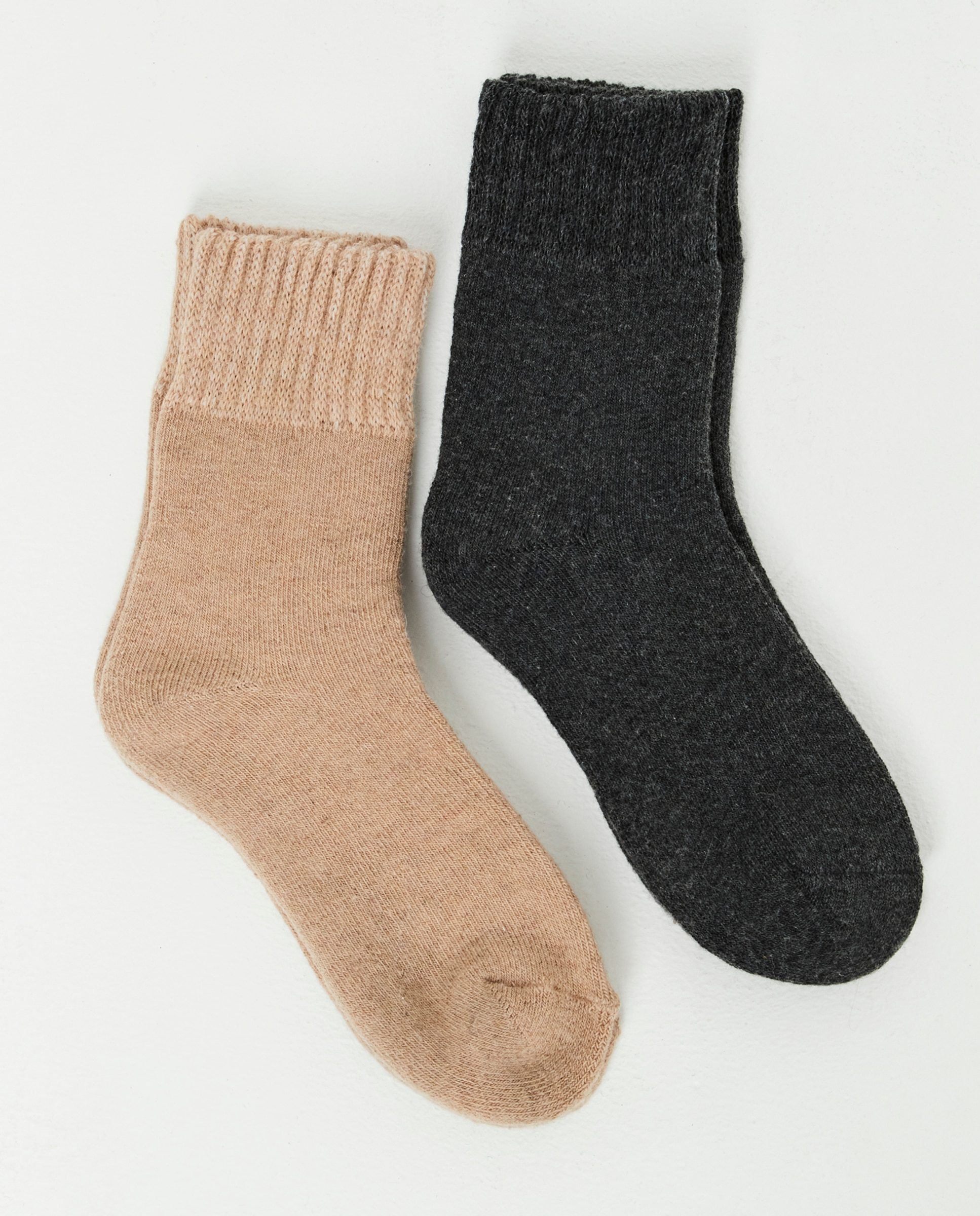 Pack calcetines de mujer, 2 pares, termicos, talla única - Selmark - Negro / Natural Negro / Natural-1