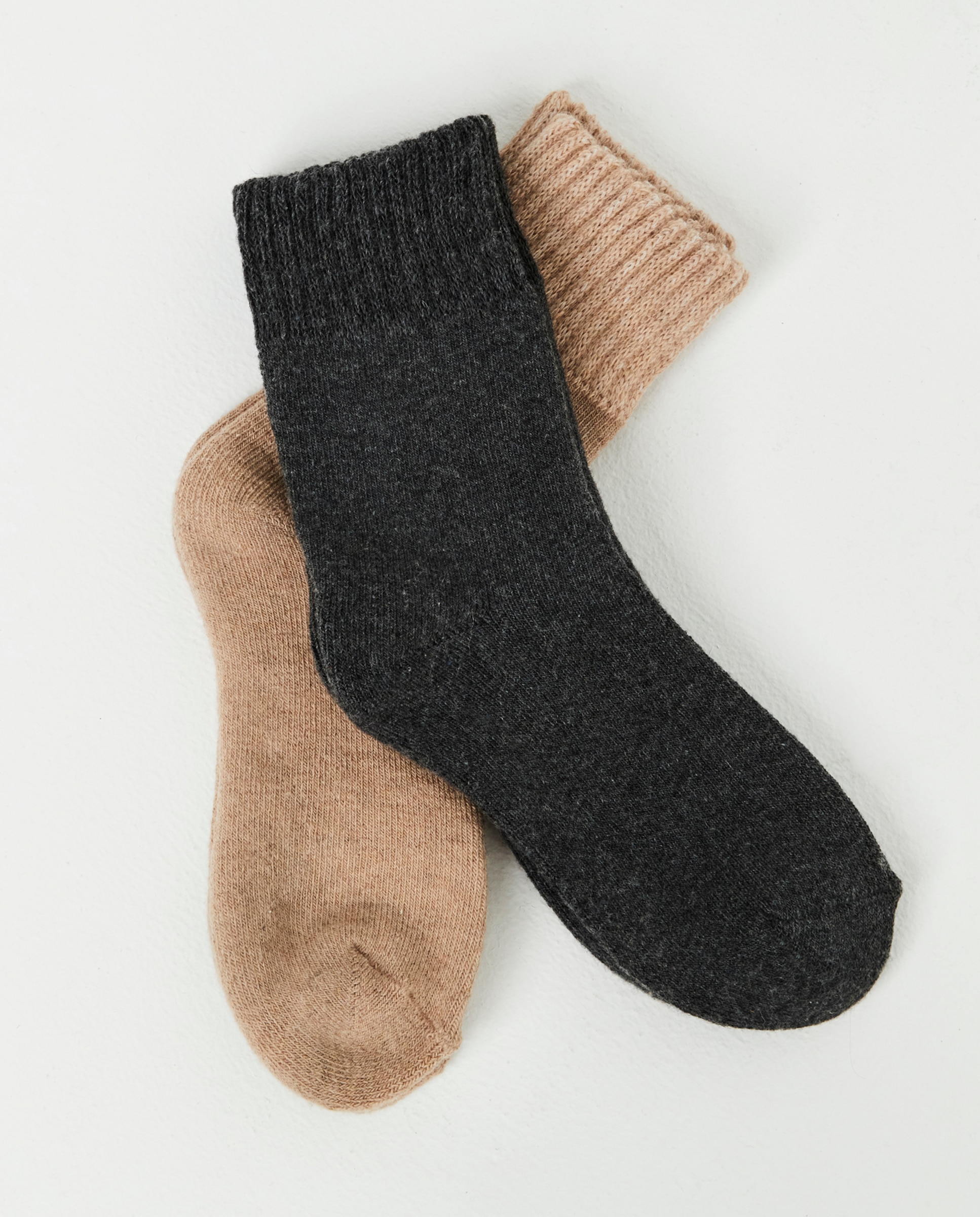 Pack calcetines de mujer, 2 pares, termicos, talla única - Selmark - Negro / Natural Negro / Natural-3