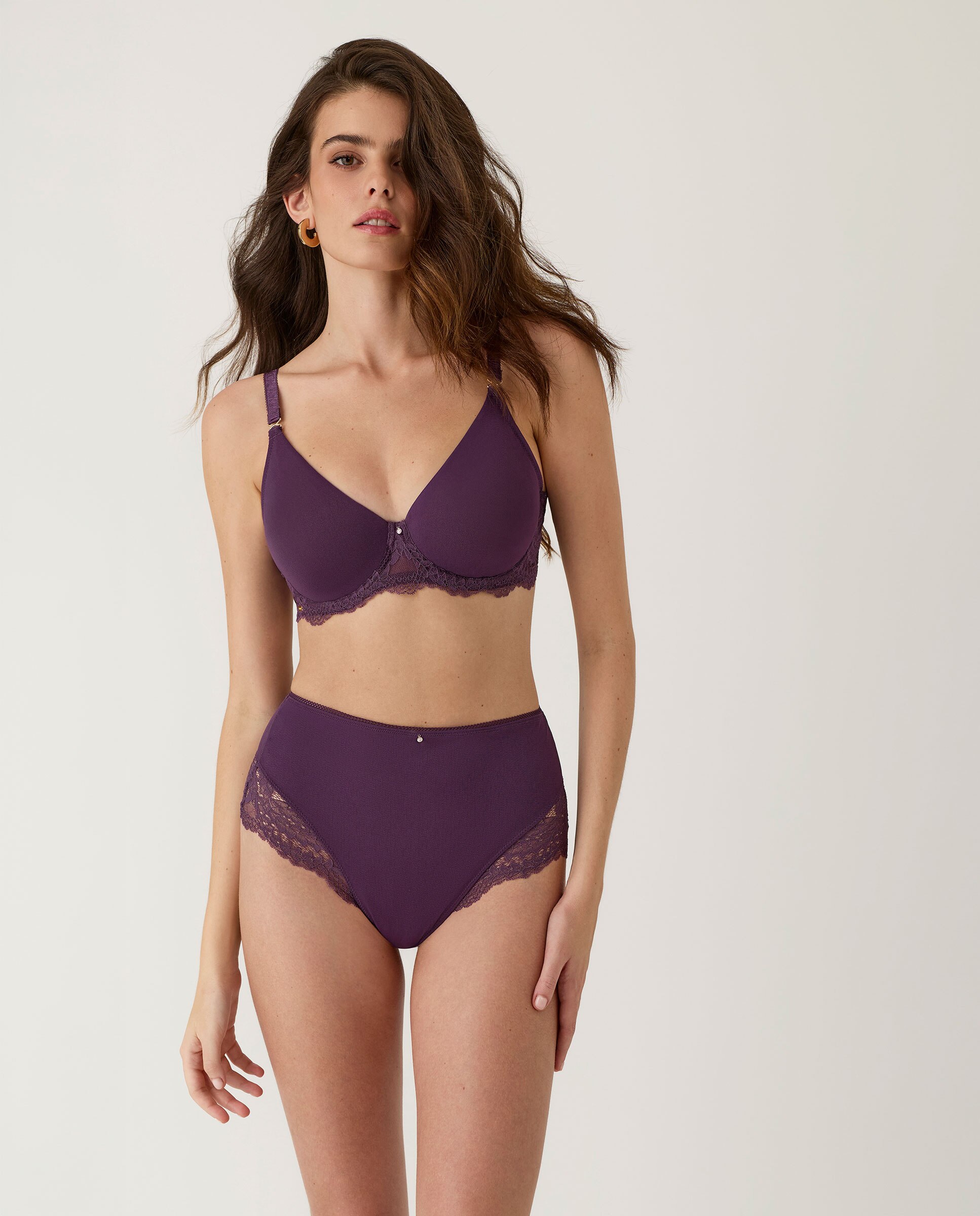Sujetador reductor de mujer, con aro sin foam - Selmark - Berenjena Berenjena-3