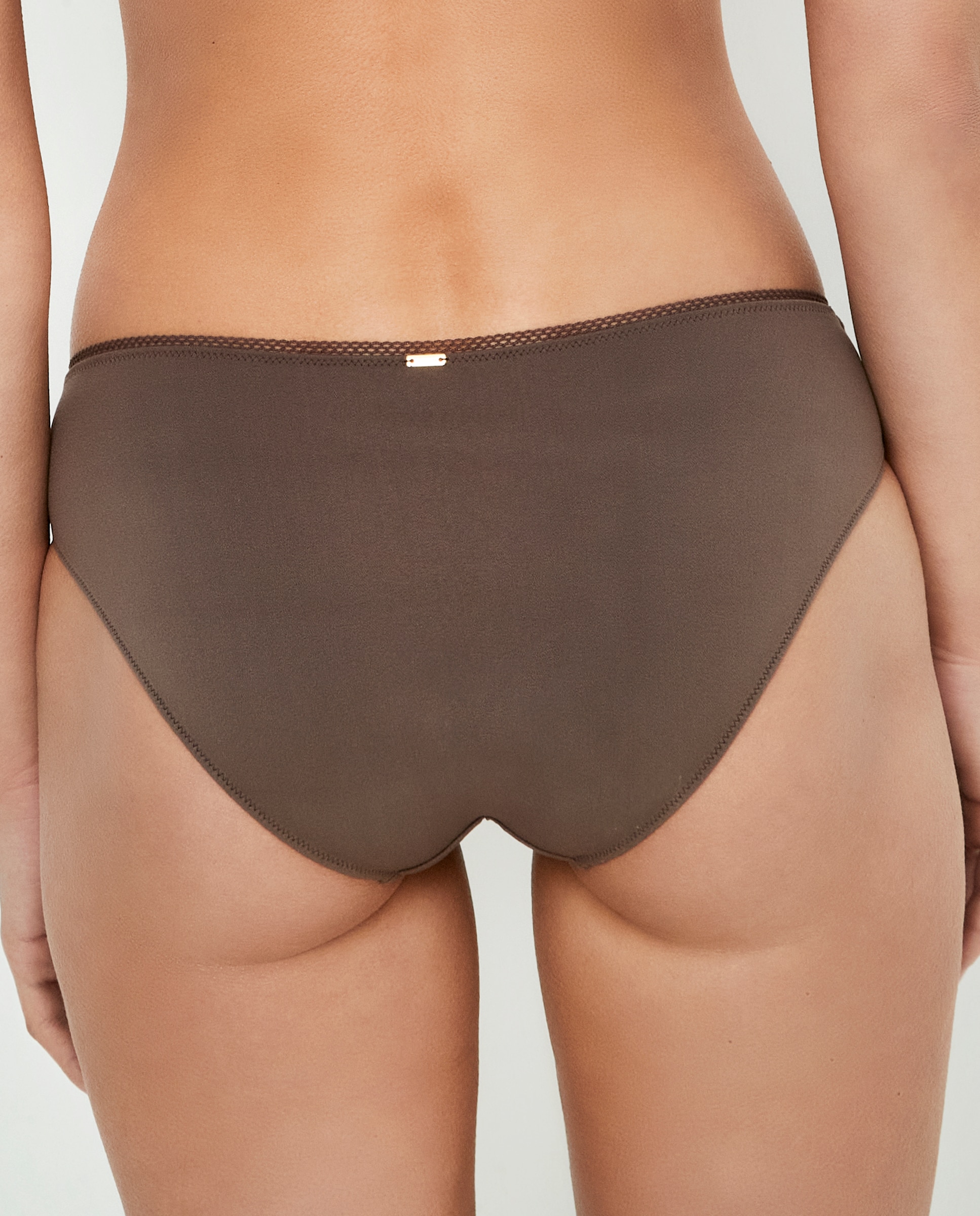 Braga bikini clásica de mujer, con encaje en delantero - Selmark - Marrón oscuro Marrón oscuro-2