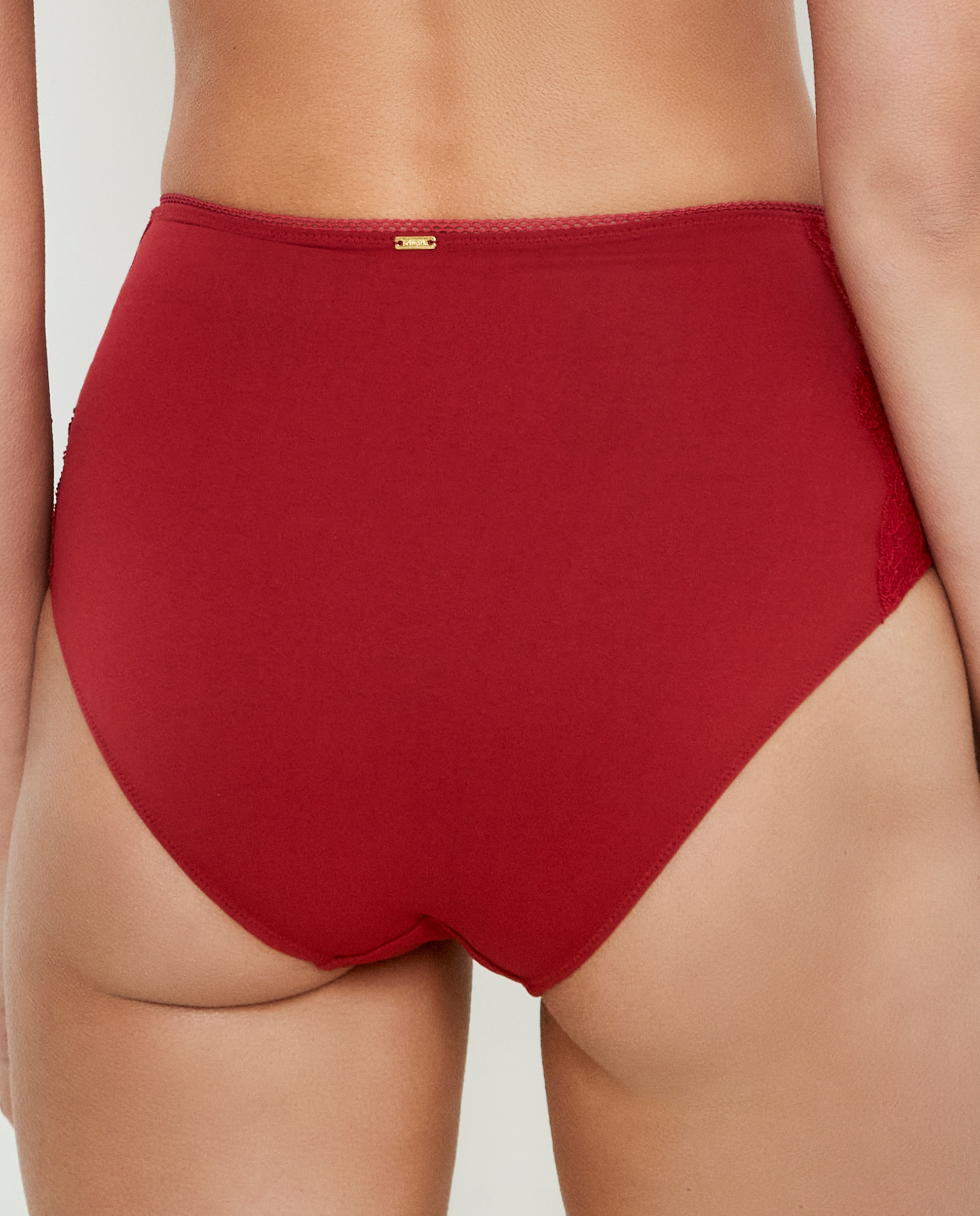 Braga alta clásica de mujer, con encaje en laterales - Selmark - Rojo Rojo-2
