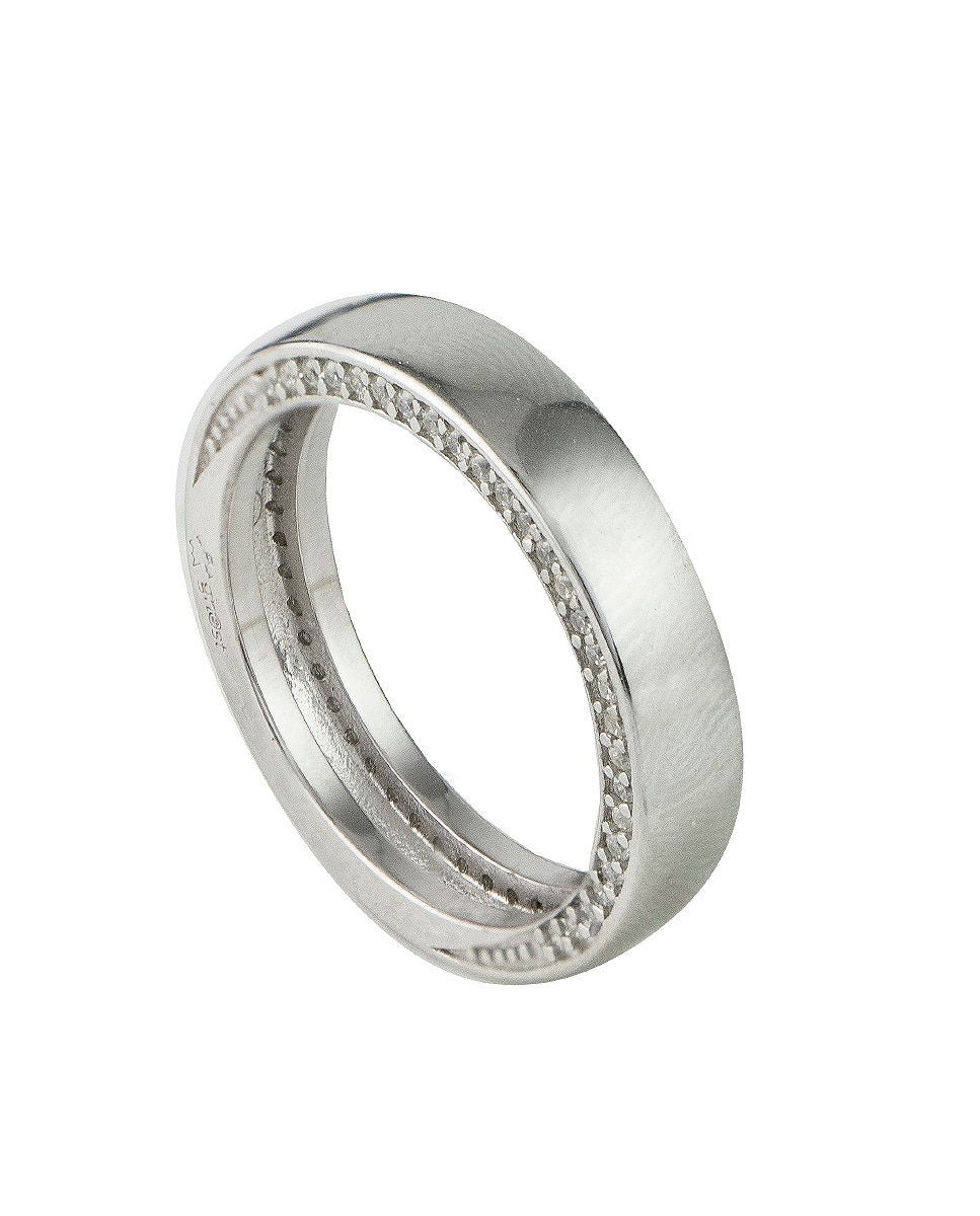Anillo clarity ghost casual de plata de primera ley y circonitas Blanco Blanco-2