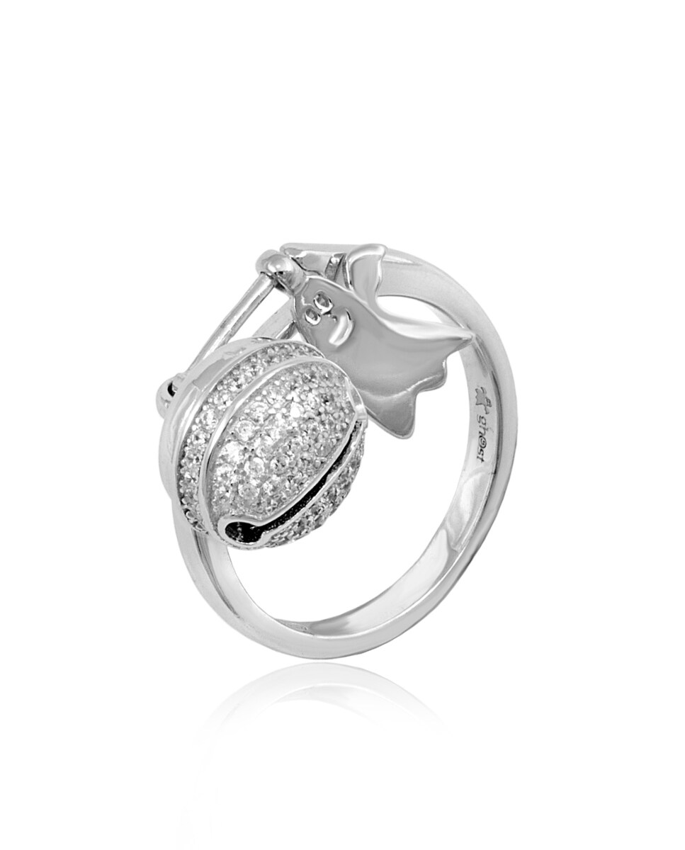 Anillo Clarity Ghost de plata con circotinas Blanco-2