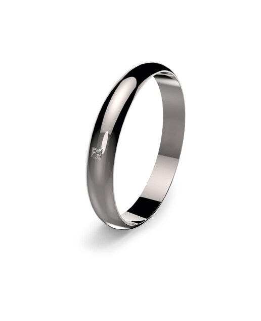 Imagen 0 de Alianza media caña 3mm en oro blanco con diamante talla princesa