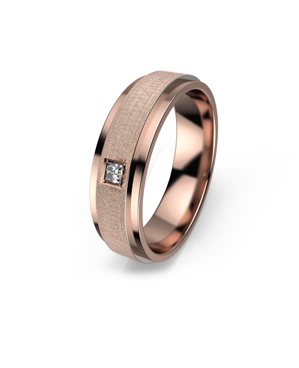 Alianza unión oro rosa doble acabado 4mm Rosa Clarity Ghost Rosa-2