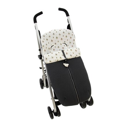 Saco Universal Para Silla De Paseo De Bebé Rosy Fuentes - Funda Ajustable, Incluye Colchoneta Y Colcha, Color Blanco Gris