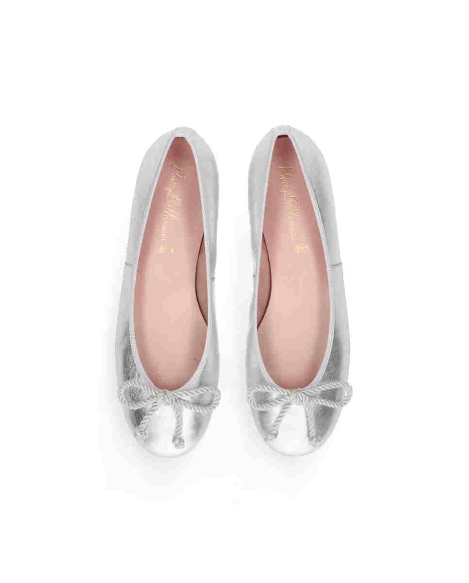 Bailarinas planas rosario de mujer en napa suave metalizada - Pretty Ballerinas - Plata Plata-2