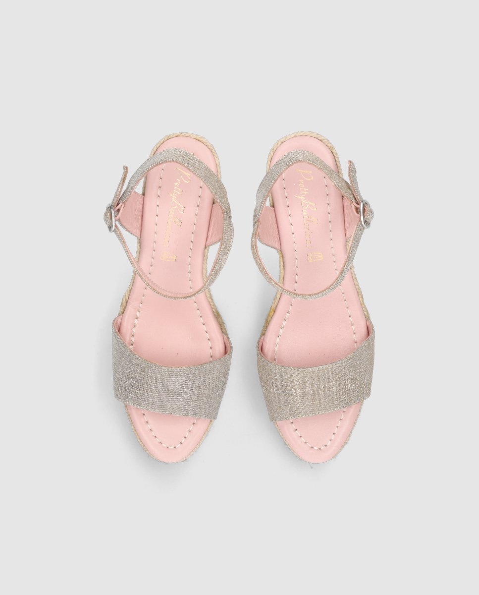 Alpargatas de cuña deborah de mujer en tela brillante - Pretty Ballerinas - Plata Plata-2