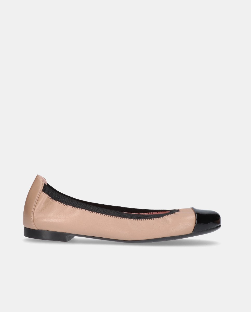 Bailarinas planas shirley de mujer en napa con puntera de charol - Pretty Ballerinas - Beige Beige-1