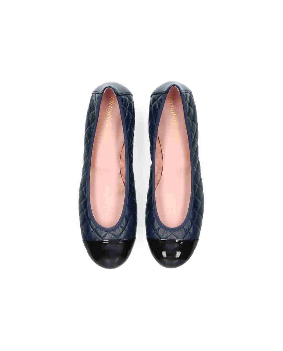 Bailarinas planas shirley de mujer en napa acolchada y puntera de charol - Pretty Ballerinas - Azul Azul-2