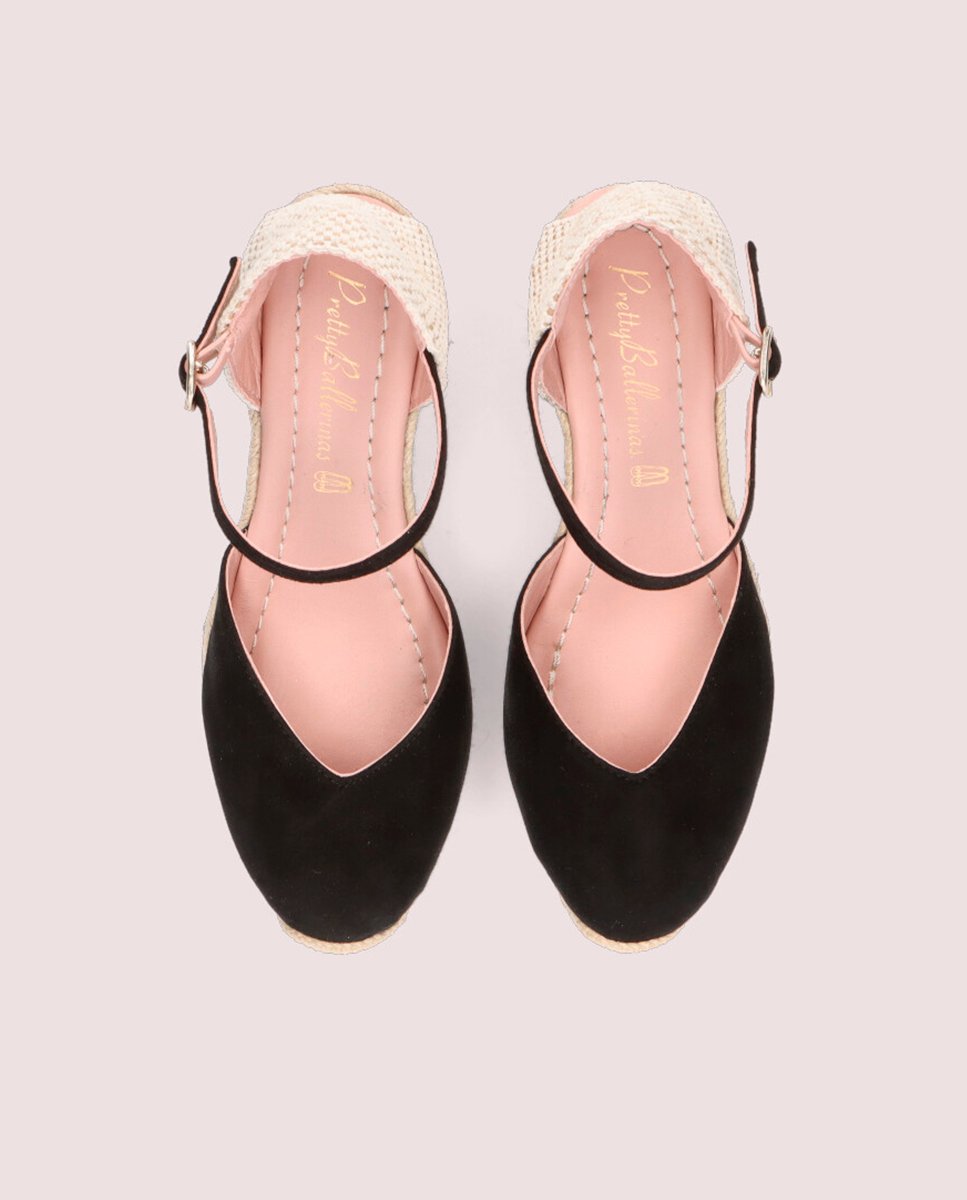 Alpargatas de cuña de mujer en ante color - Pretty Ballerinas - Negro Negro-2