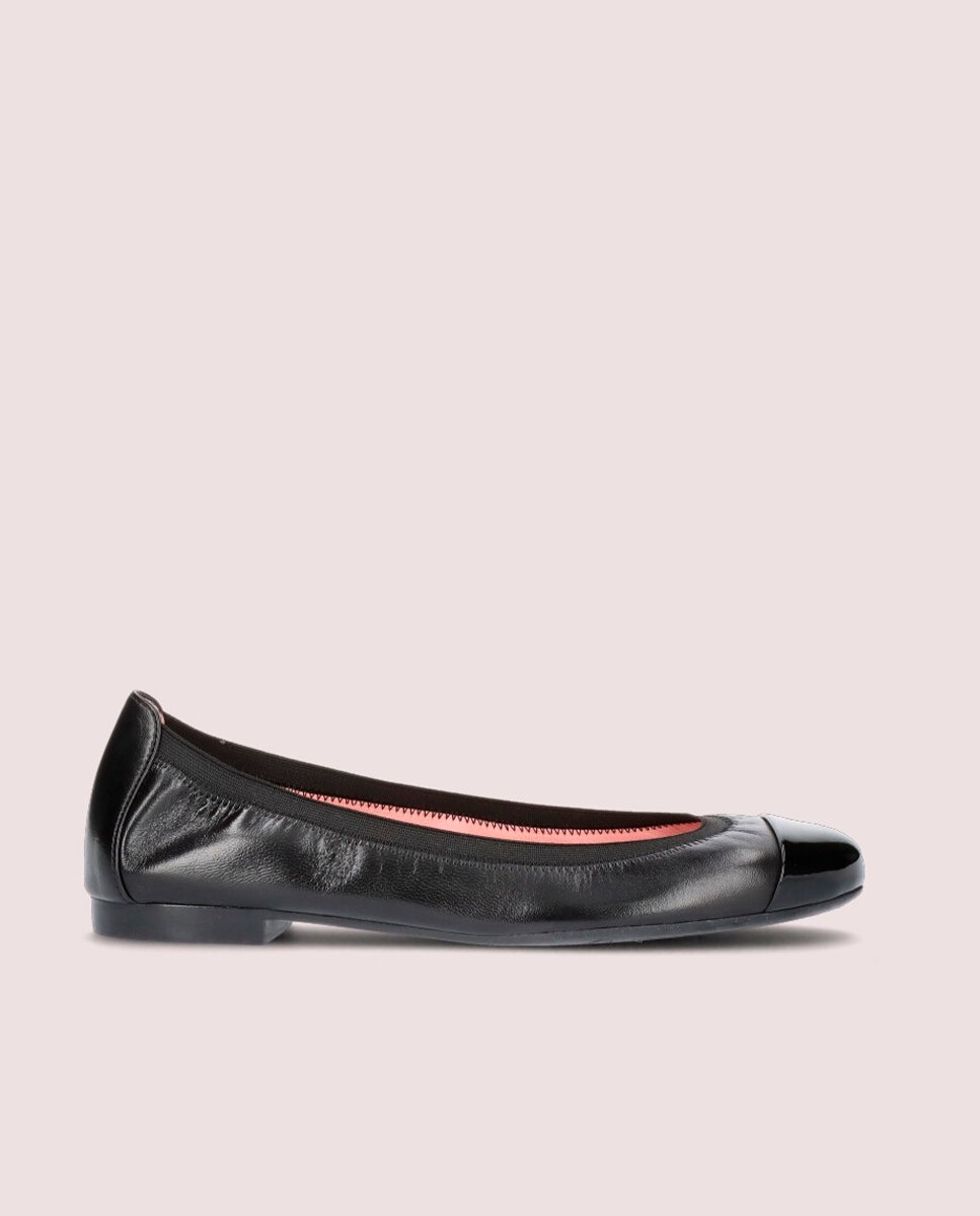 Bailarinas planas shirley de mujer en napa con puntera de charol - Pretty Ballerinas - Negro Negro-1