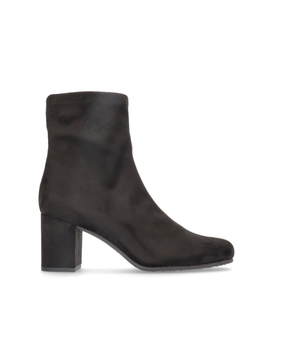 Botines básicos de mujer en tela elástica efecto ante - Mascaró - Negro Negro-1