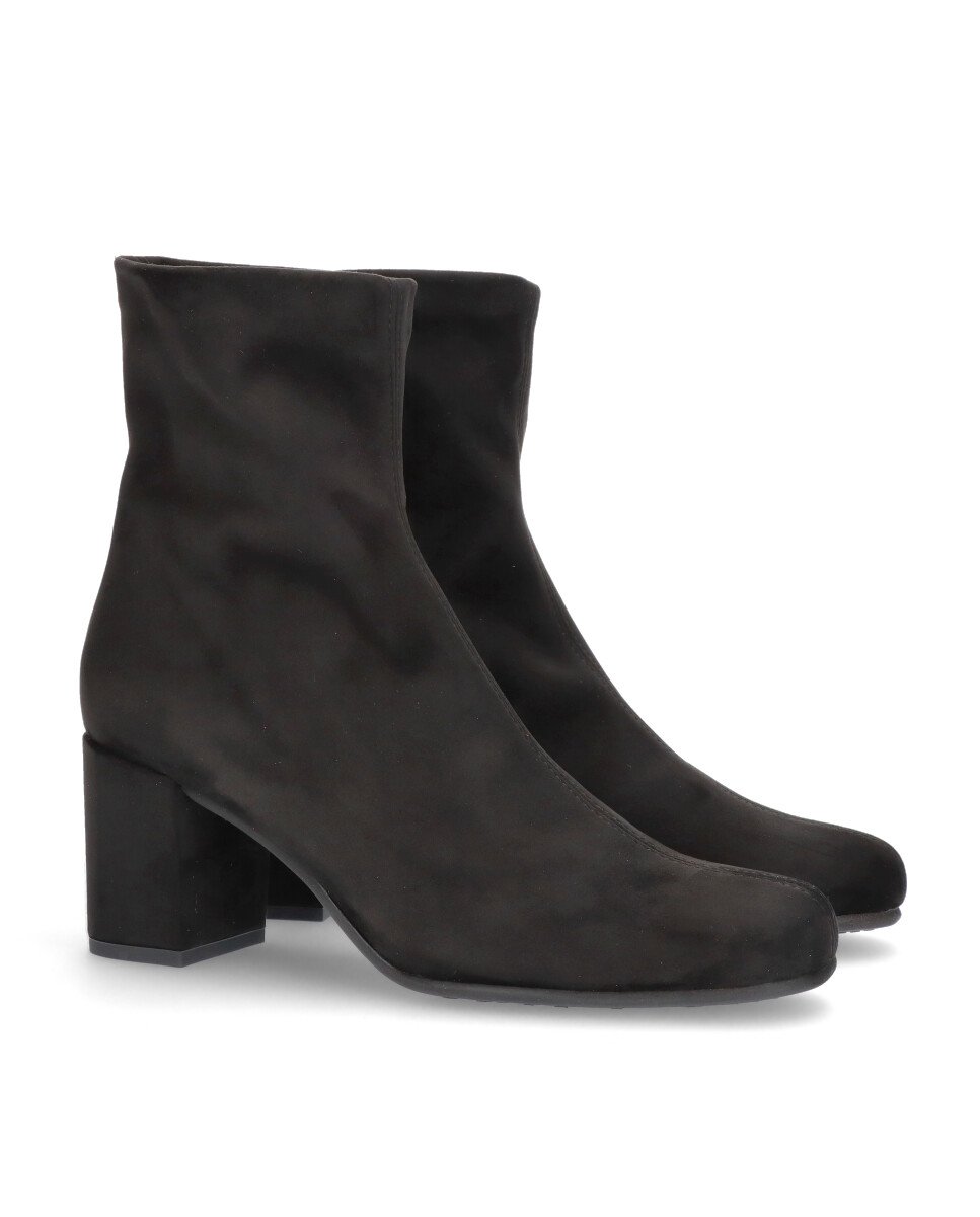 Botines básicos de mujer en tela elástica efecto ante - Mascaró - Negro Negro-3
