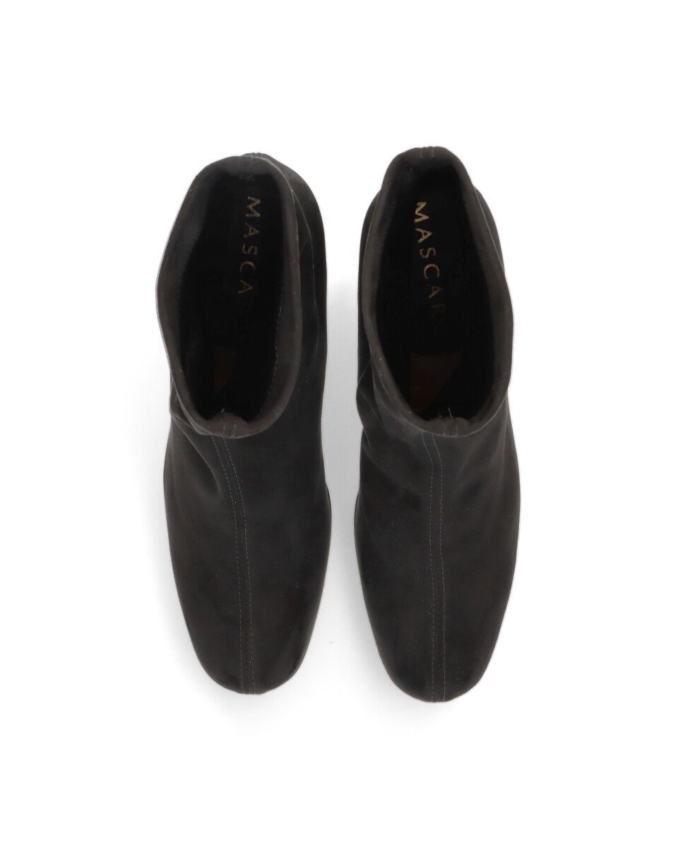Botines básicos de mujer en tela elástica efecto ante - Mascaró - Negro Negro-2