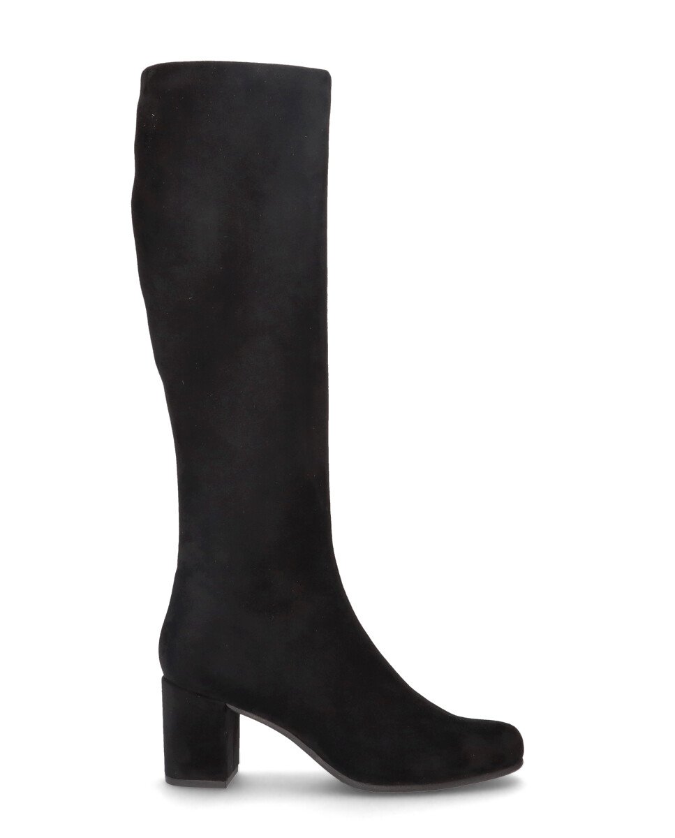 Botas básicas bologna de mujer en tela elástica efecto ante - Mascaró - Negro Negro-1
