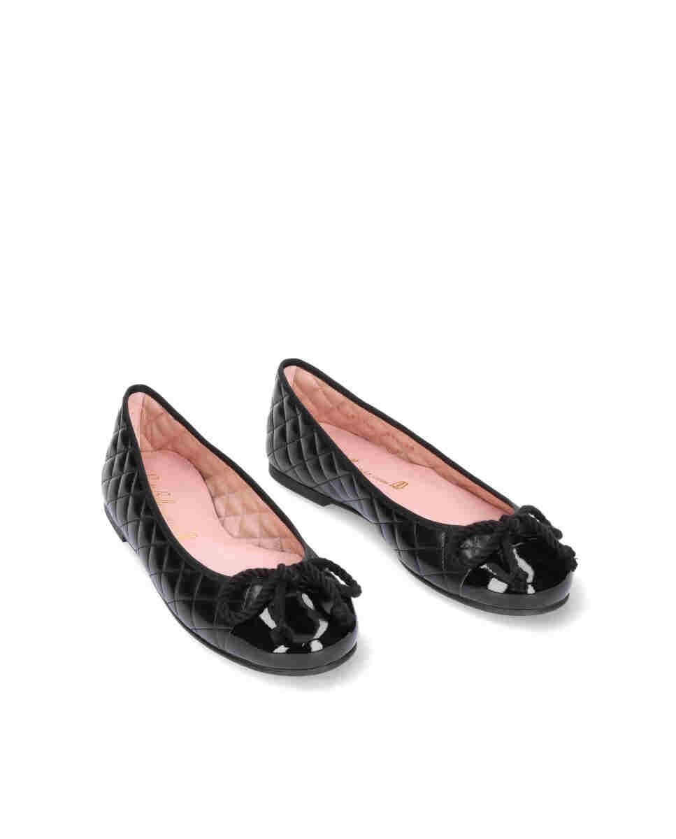 Bailarina plana rosario en napa acolchada con puntera de charol - Pretty Ballerinas - Negro Negro-3