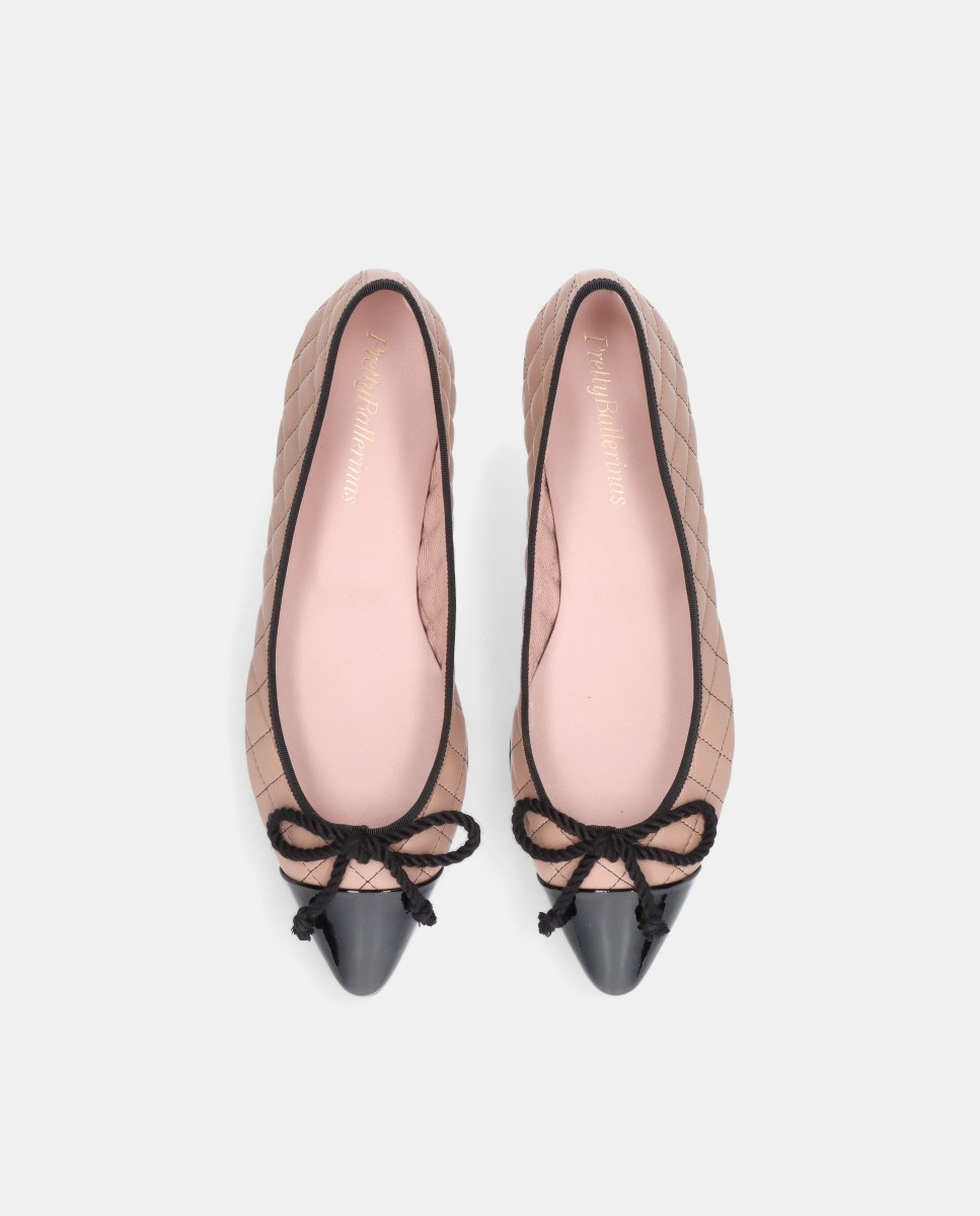 Bailarinas planas tyra de mujer en napa acolchada con puntera de charol - Pretty Ballerinas - Beige Beige-2