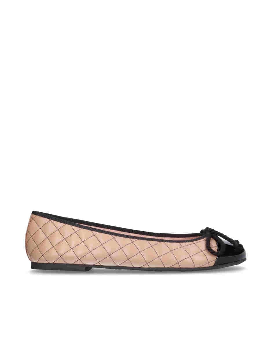 Bailarina plana rosario en napa acolchada con puntera de charol - Pretty Ballerinas - Beige Beige-1