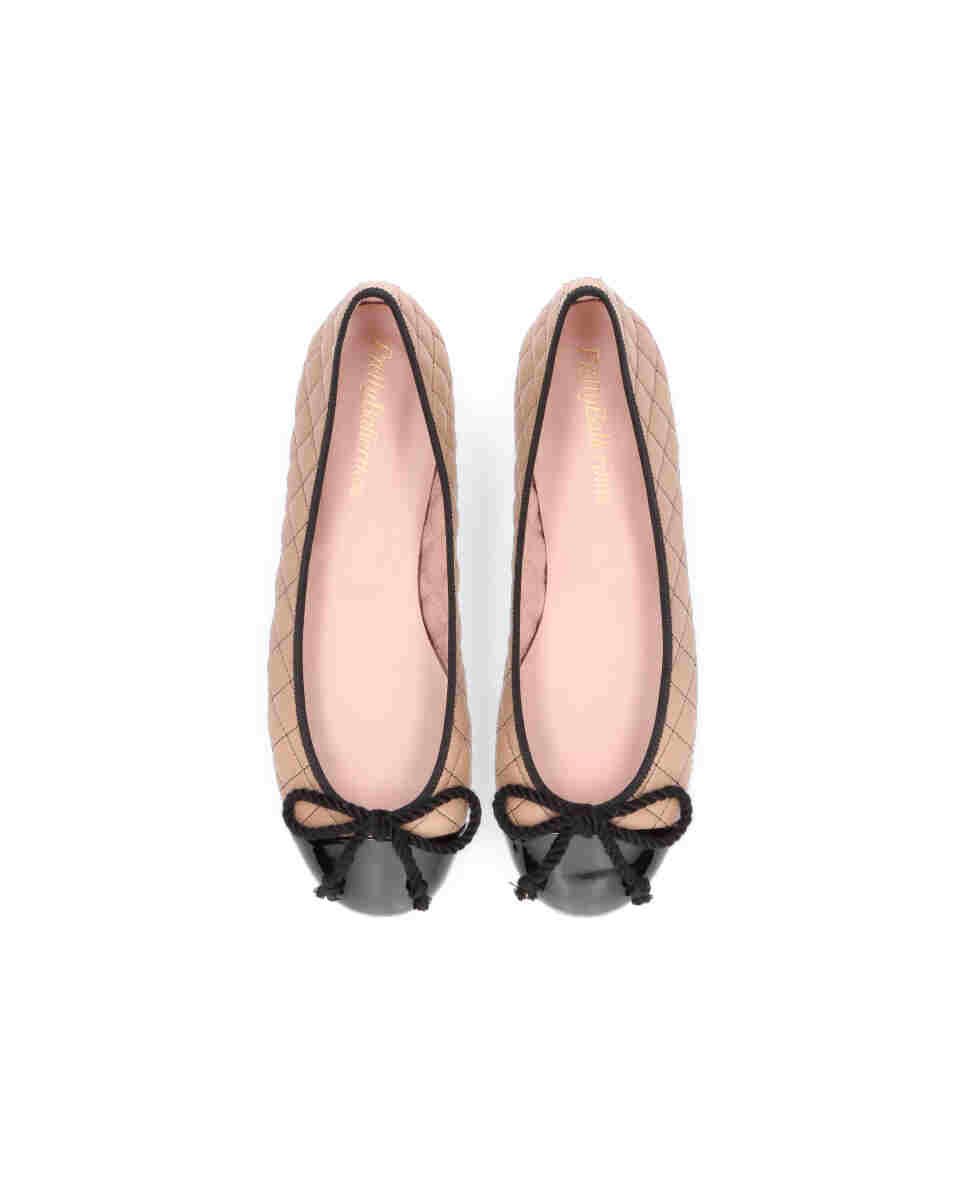 Bailarina plana rosario en napa acolchada con puntera de charol - Pretty Ballerinas - Beige Beige-2