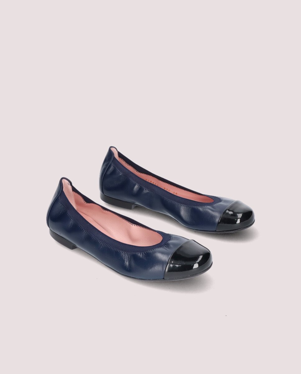 Bailarinas planas shirley de mujer en napa con puntera de charol - Pretty Ballerinas - Azul Azul-3