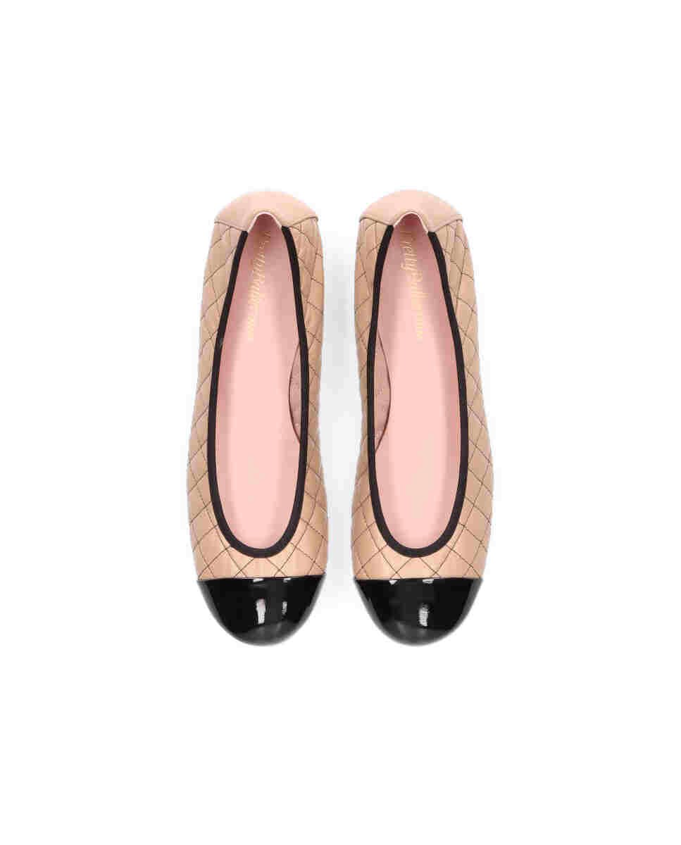 Bailarinas planas shirley de mujer en napa acolchada y puntera de charol - Pretty Ballerinas - Beige Beige-2