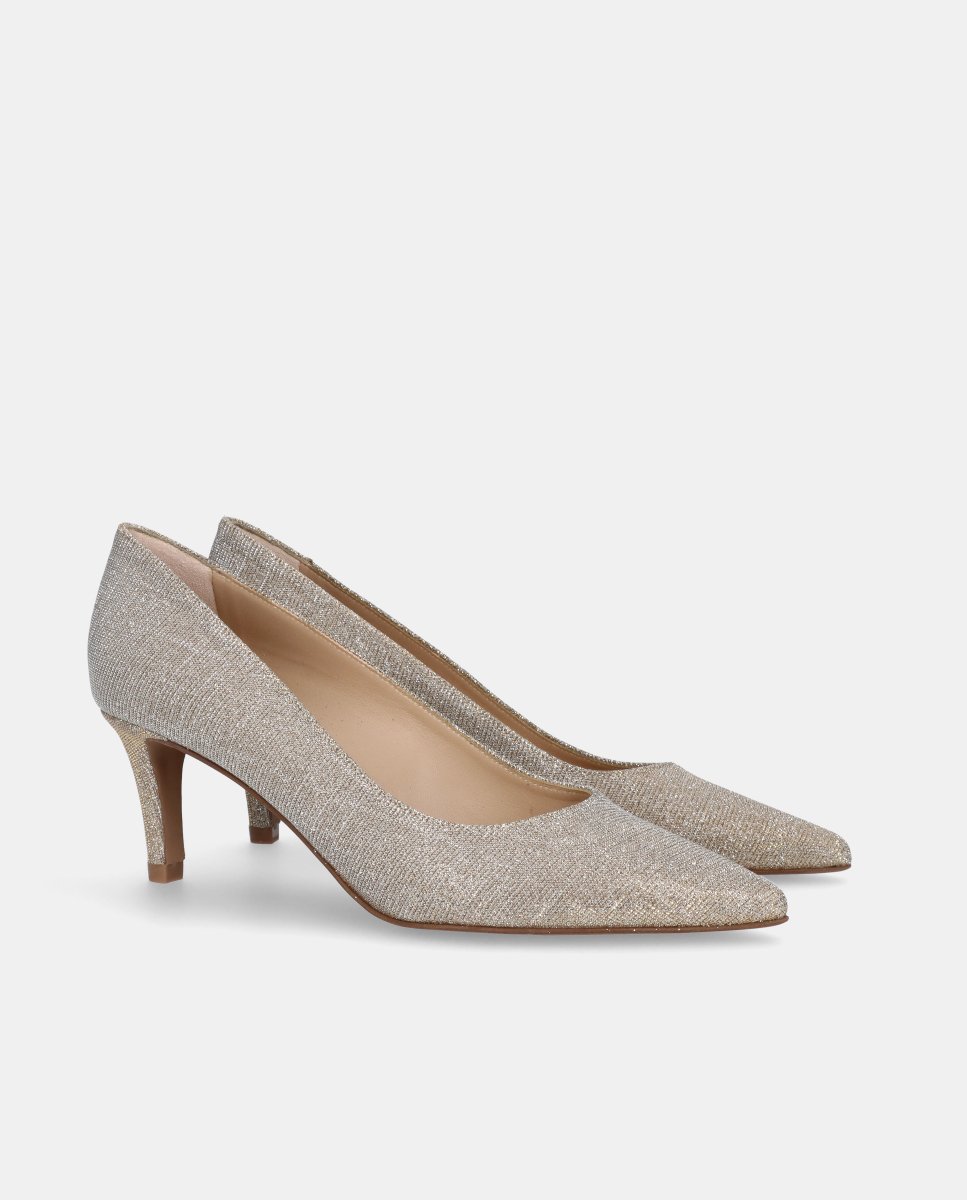 Zapatos de salón phoebe de mujer en tela brillante - Mascaró - Plateado Plateado-3